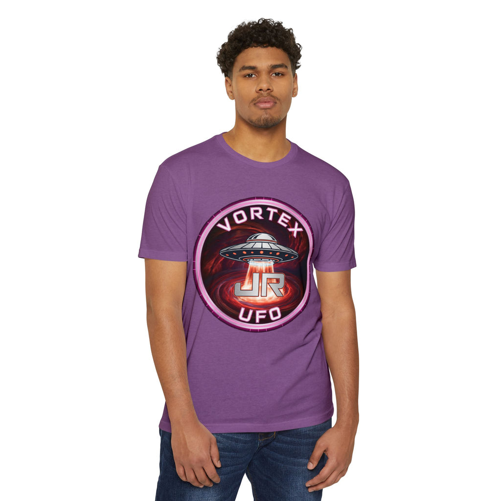 UFO Vortex Logo T-Shirt — Retro Alien Spacecraft Graphic Tee Printify