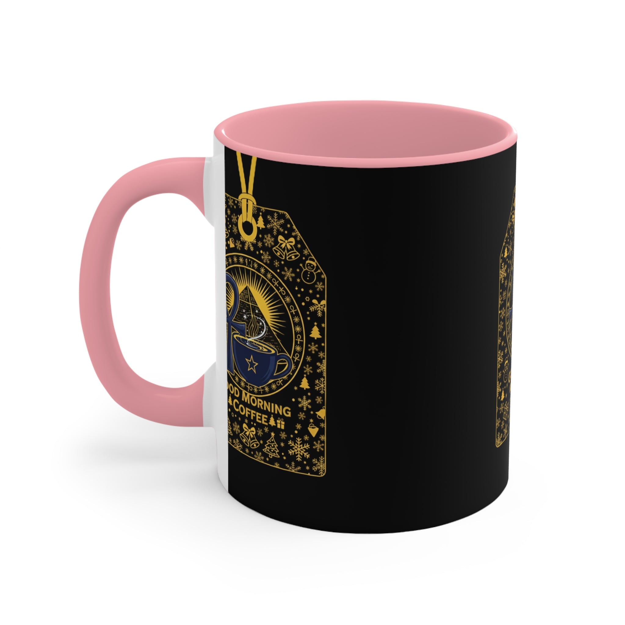 Good Morning & Coffee Accent Mug — Vintage Gold Tag Coffee Cup