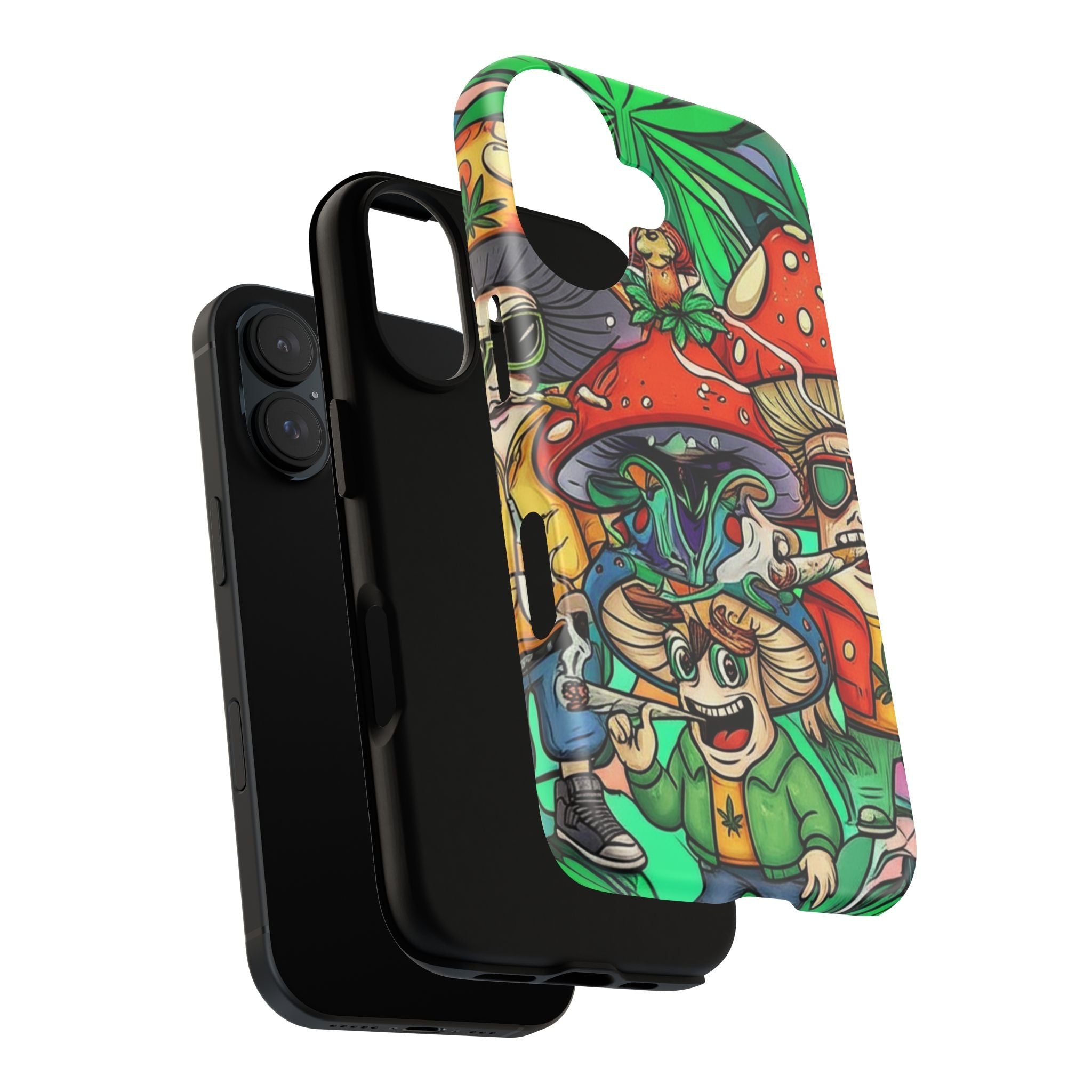 Vibrant Phone Case Featuring Funky Mushroom Art, Tough Cases, Trendy Accessories, Unique Gifts, Eclectic Style, Phone Protection Printify