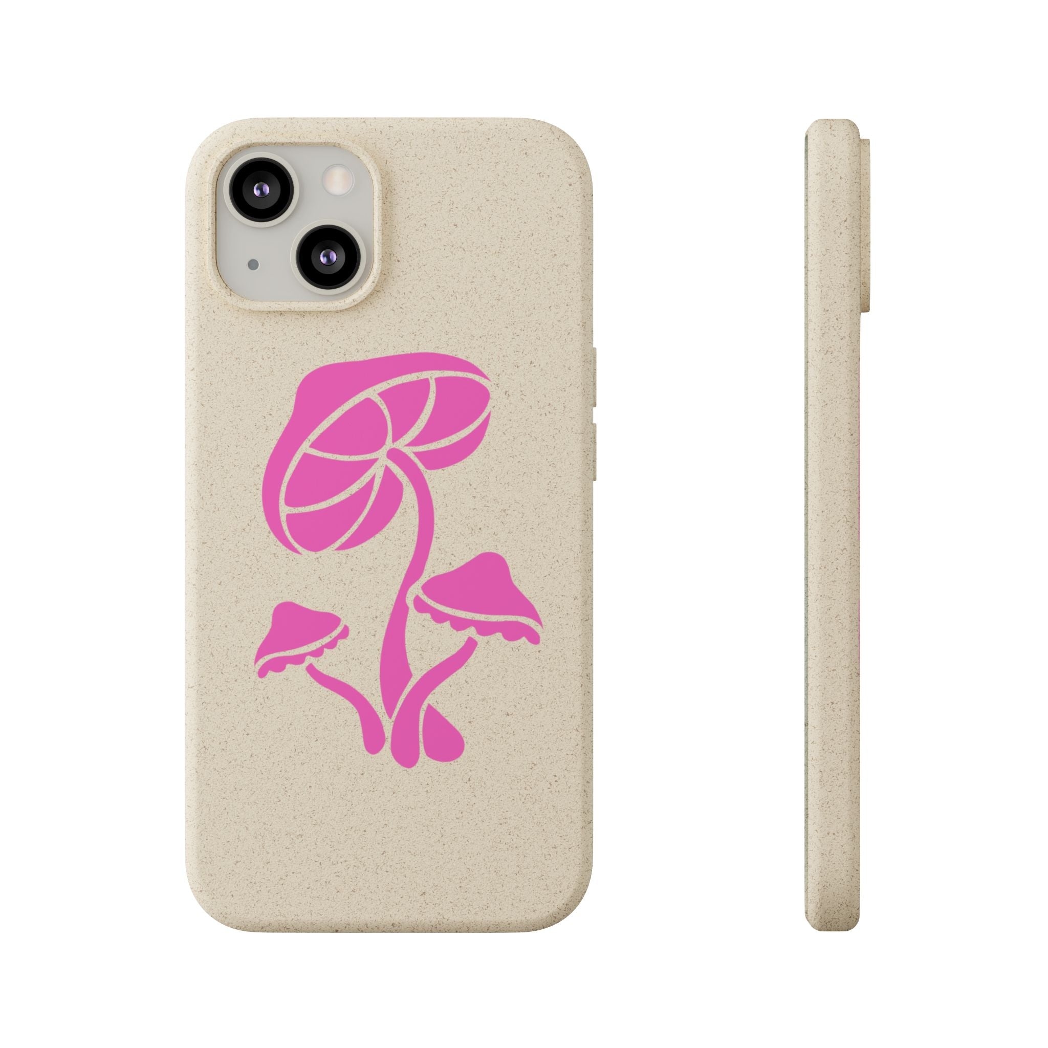 Eco-Friendly Phone Case with Pink Mushroom Design, Biodegradable Phone Cover, Sustainable Gift for Nature Lovers, Earth Day Gift, Cute Phone