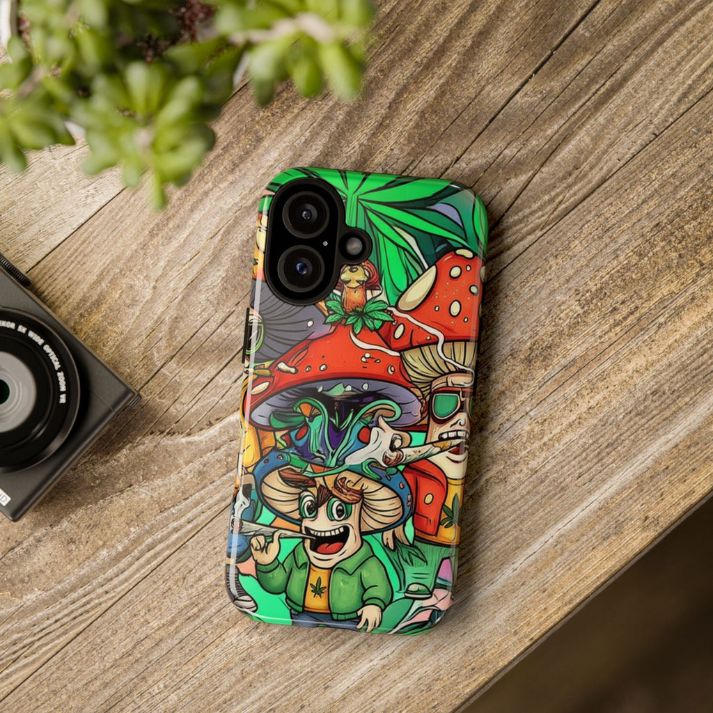 Vibrant Phone Case Featuring Funky Mushroom Art, Tough Cases, Trendy Accessories, Unique Gifts, Eclectic Style, Phone Protection Printify