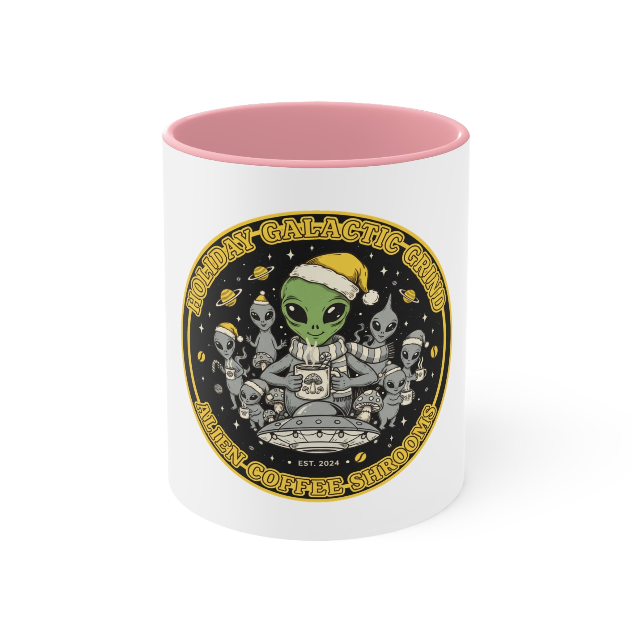 Galactic Alien Coffee Mug — 'Holidays Galactic Grind' Cute Space Alien Holiday Mug 🎄☕️
