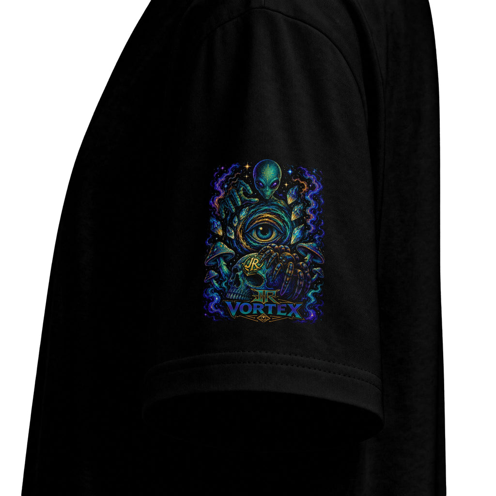 Psychedelic "Reality Bends" Graphic T-Shirt — Alien Eye & Crown Skull Tee