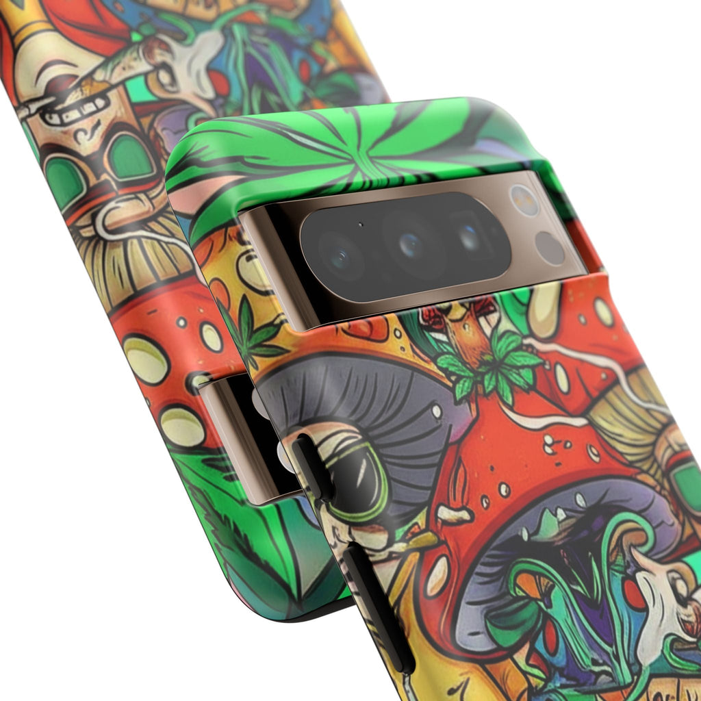 Vibrant Phone Case Featuring Funky Mushroom Art, Tough Cases, Trendy Accessories, Unique Gifts, Eclectic Style, Phone Protection Printify