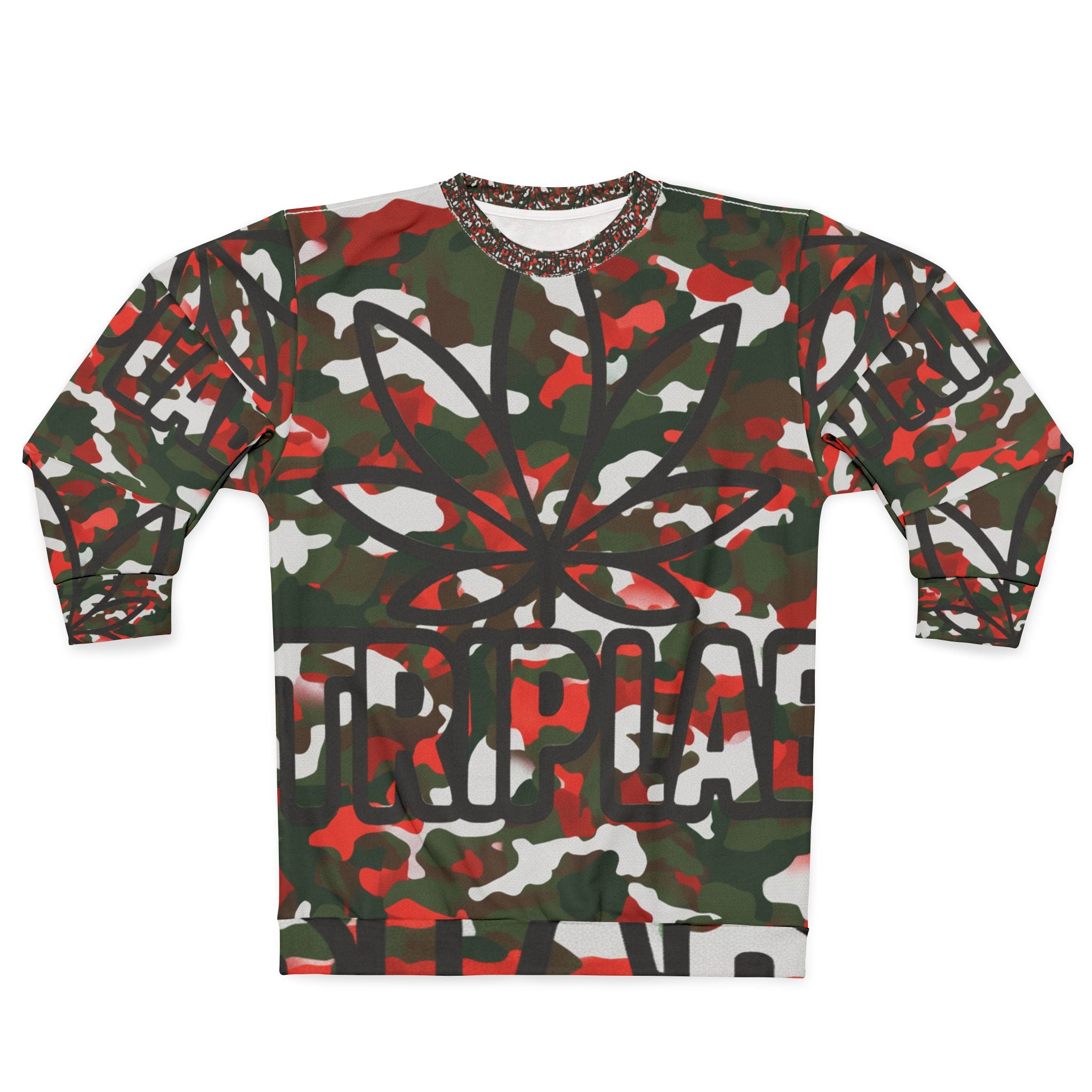 Camo Cannabis Leaf Sweatshirt – Woodland Marijuana Graphic Crewneck