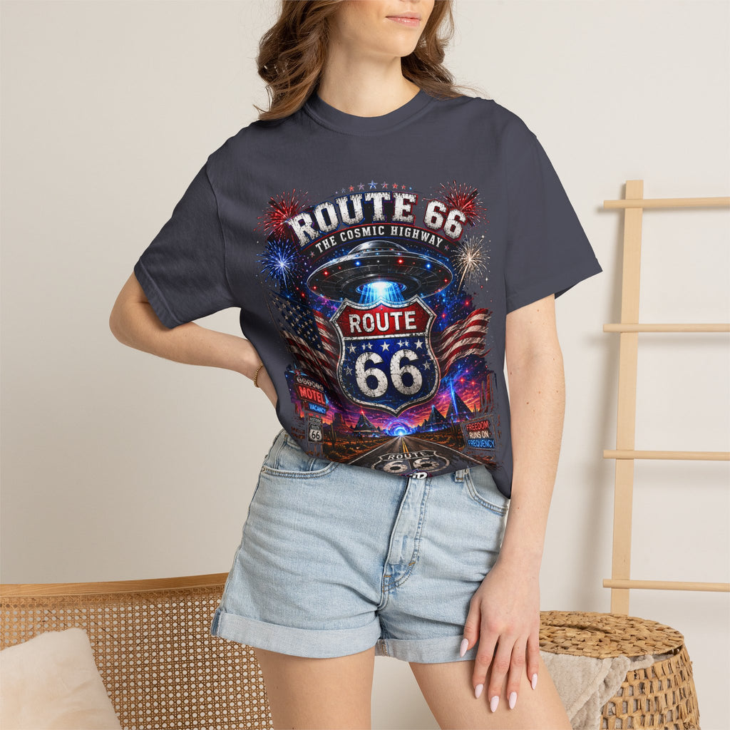 Route 66 Vintage Graphic T-Shirt — The Cosmic Highway Road Trip Tee