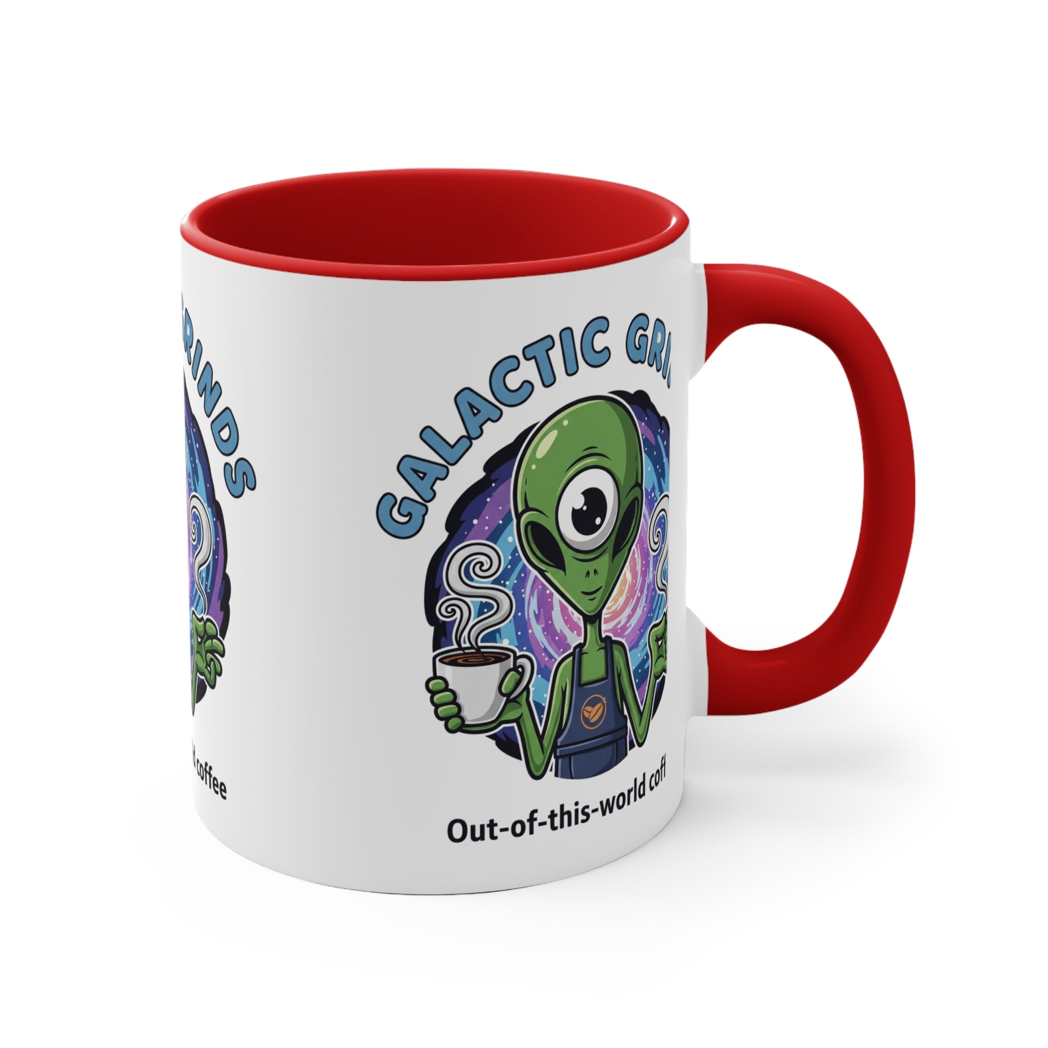 Galactic Grinds Alien 11oz Accent Mug, Fun Coffee Mug for Sci-Fi Lovers, Unique Gift for Birthdays and Holidays, Quirky Drinkware☕️