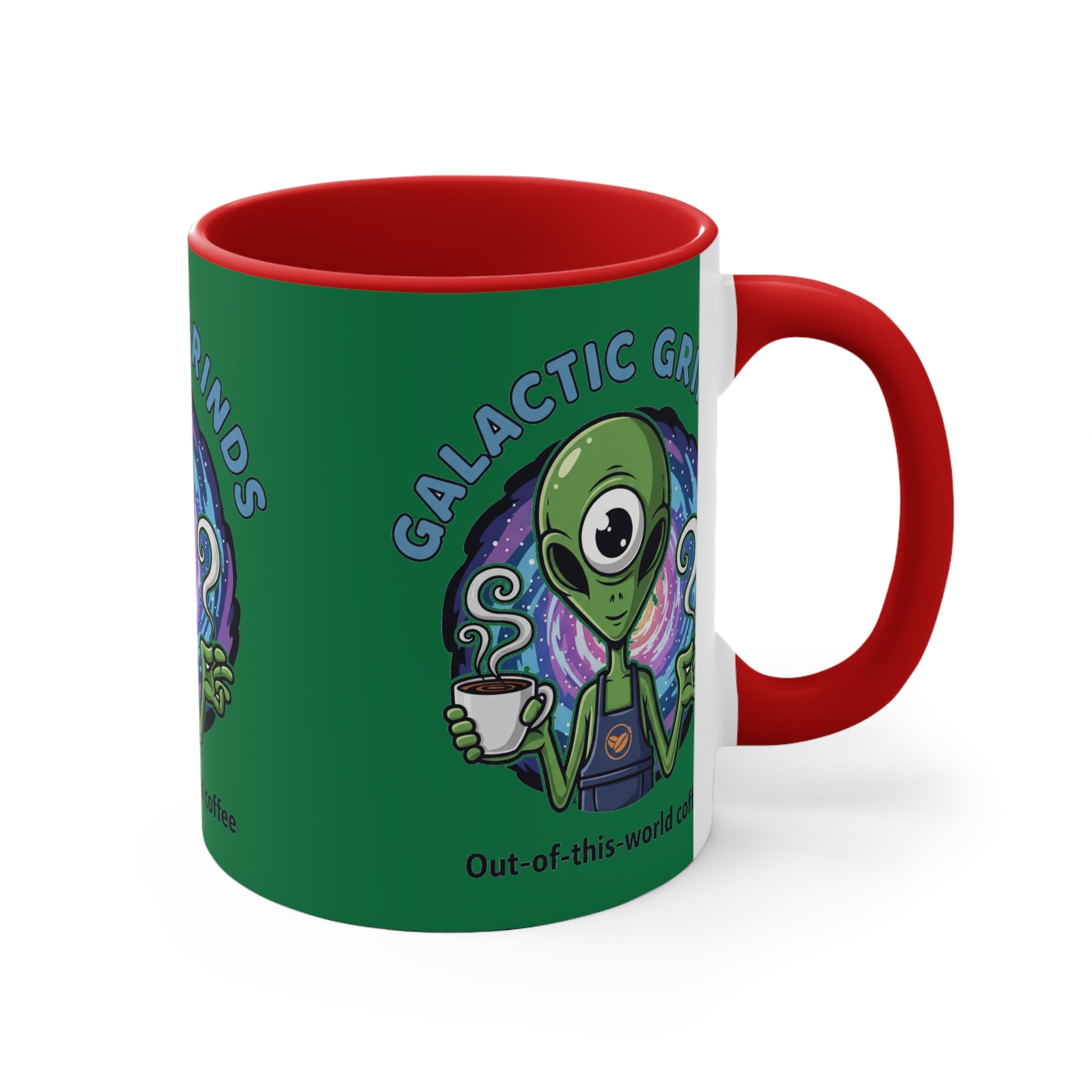 Galactic Grinds Alien Accent Mug - Fun Coffee Mug, Space Lover Gift, Unique Kitchen Decor, Whimsical Alien Design, Out-of-this-world Coffee☕️