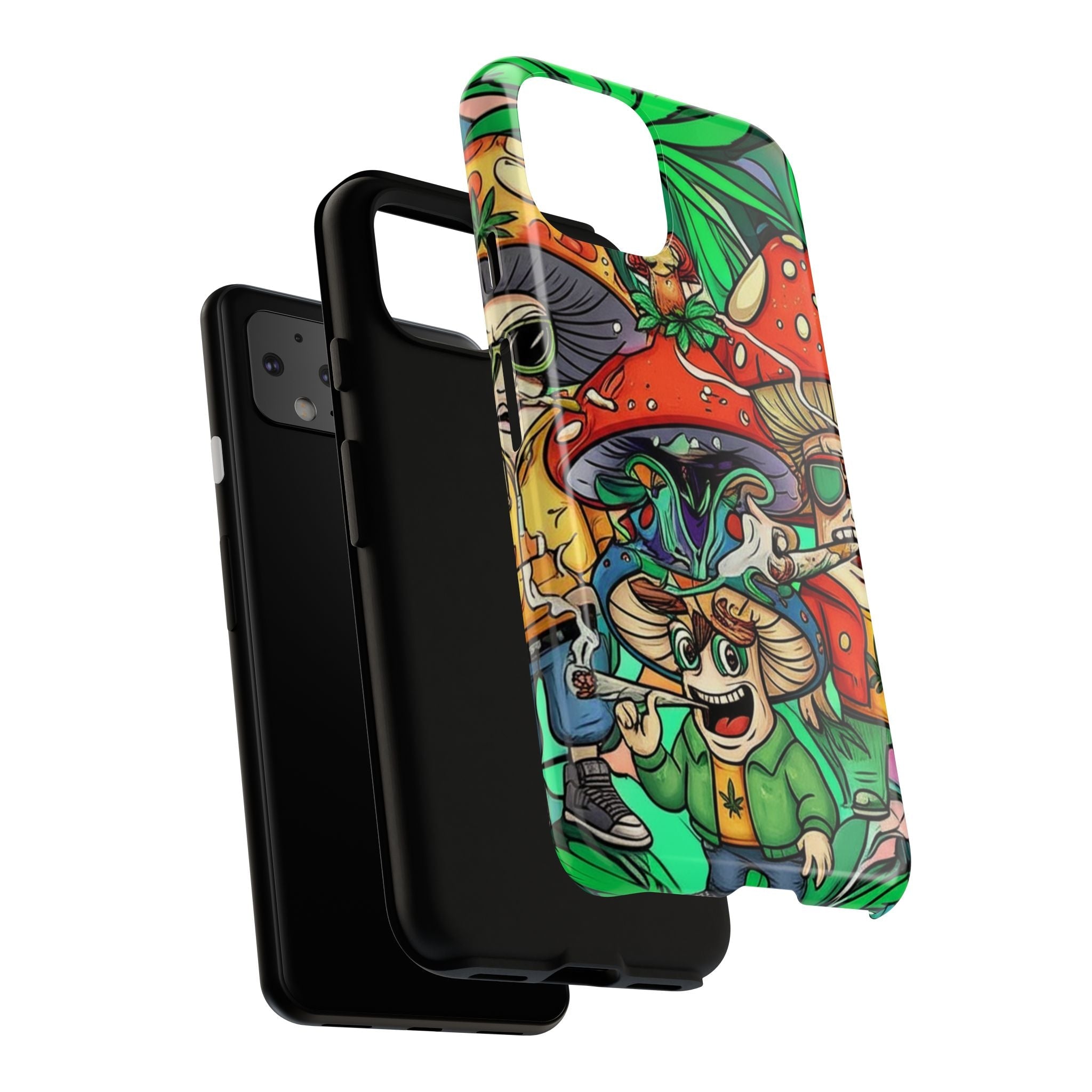 Vibrant Phone Case Featuring Funky Mushroom Art, Tough Cases, Trendy Accessories, Unique Gifts, Eclectic Style, Phone Protection Printify