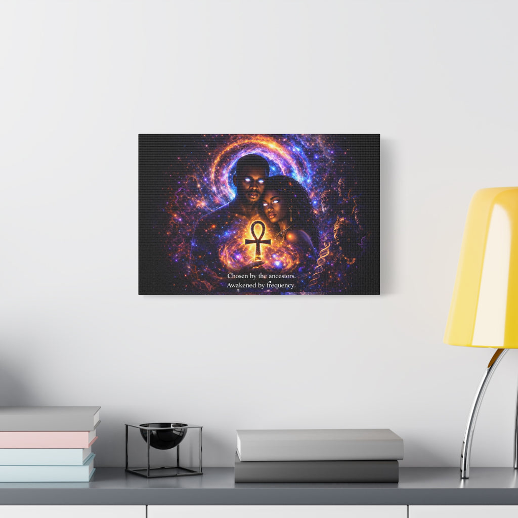 Ankh of the Cosmos Canvas Art — Afrocentric Mystic Couple Matte Stretched Print Printify