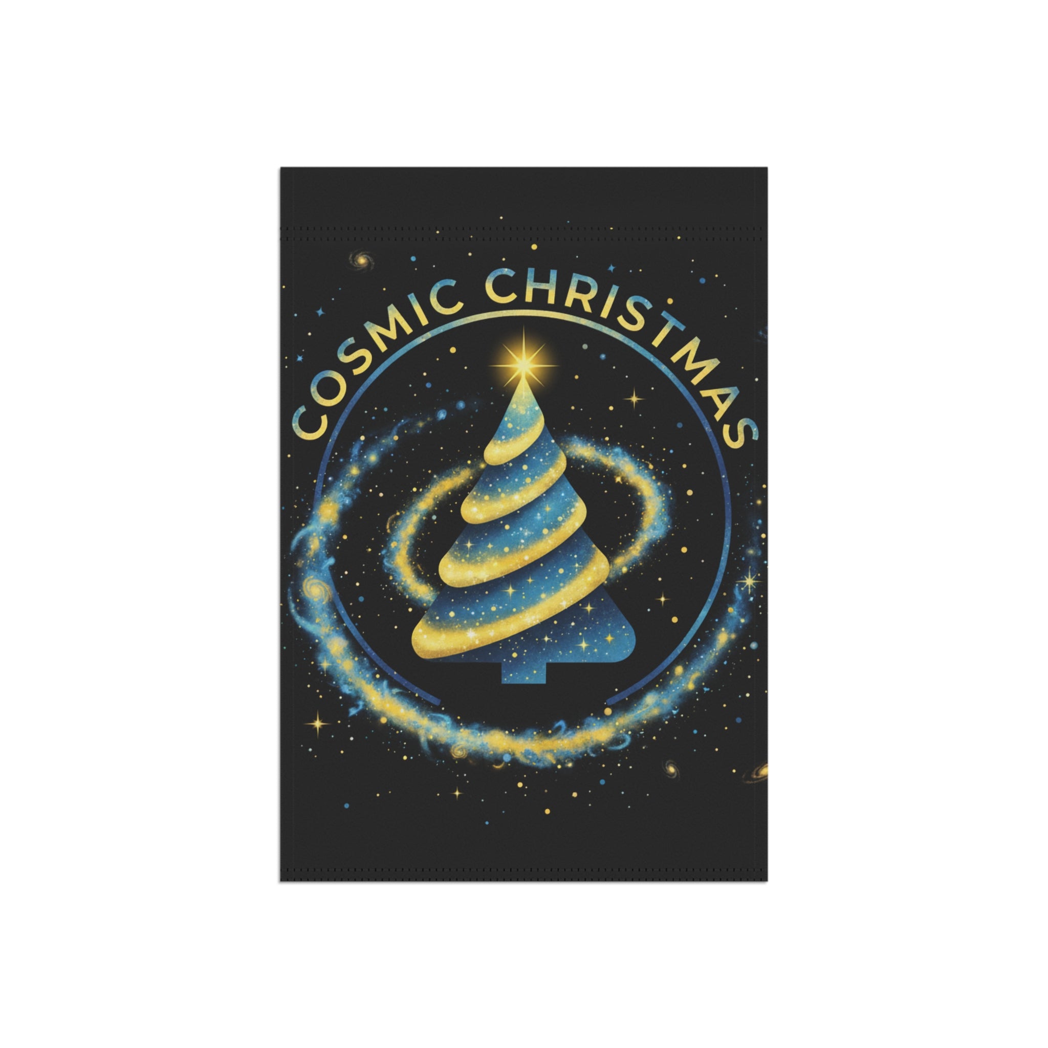 Cosmic Christmas Garden Flag — Sparkling Galaxy Tree Holiday Banner❄️