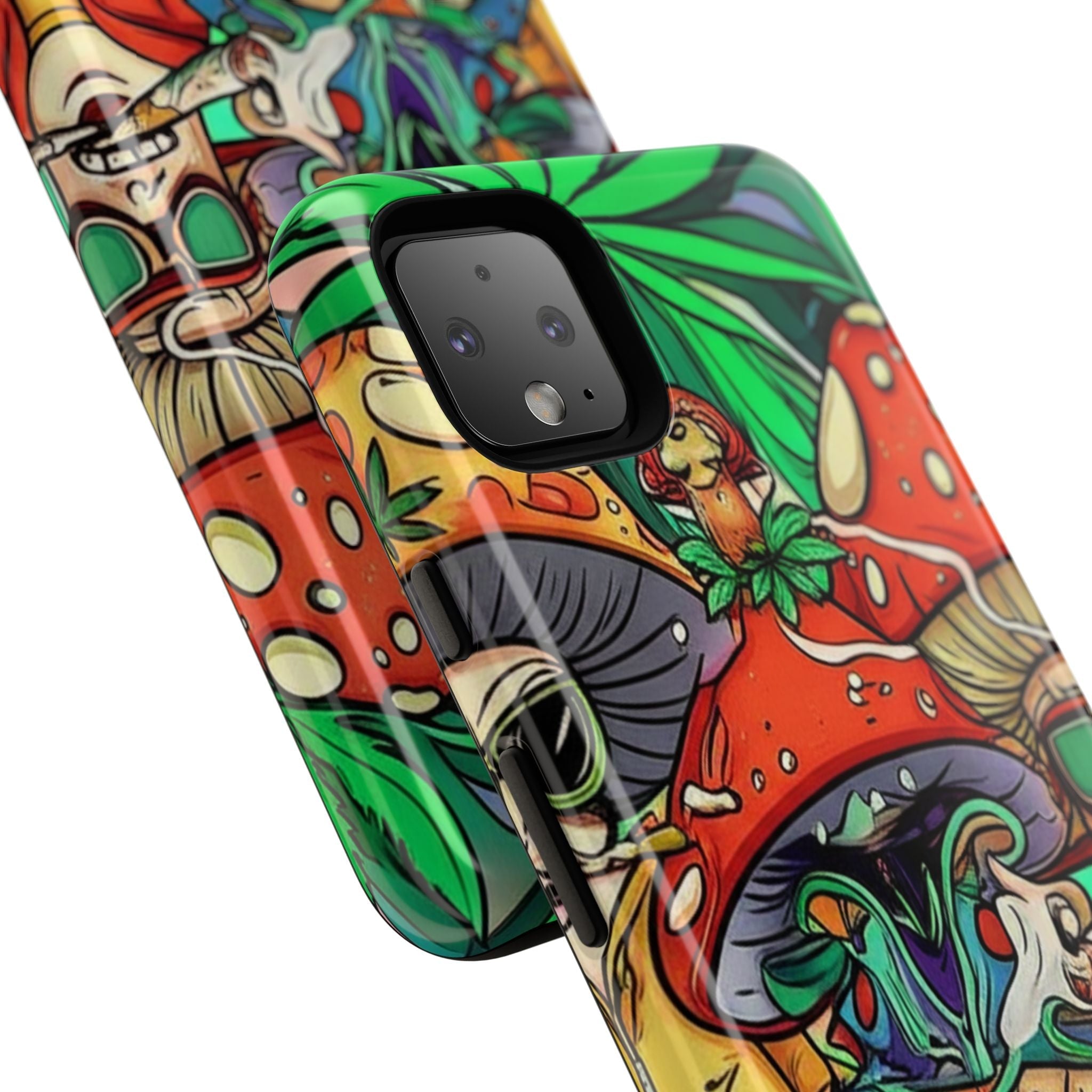 Vibrant Phone Case Featuring Funky Mushroom Art, Tough Cases, Trendy Accessories, Unique Gifts, Eclectic Style, Phone Protection Printify