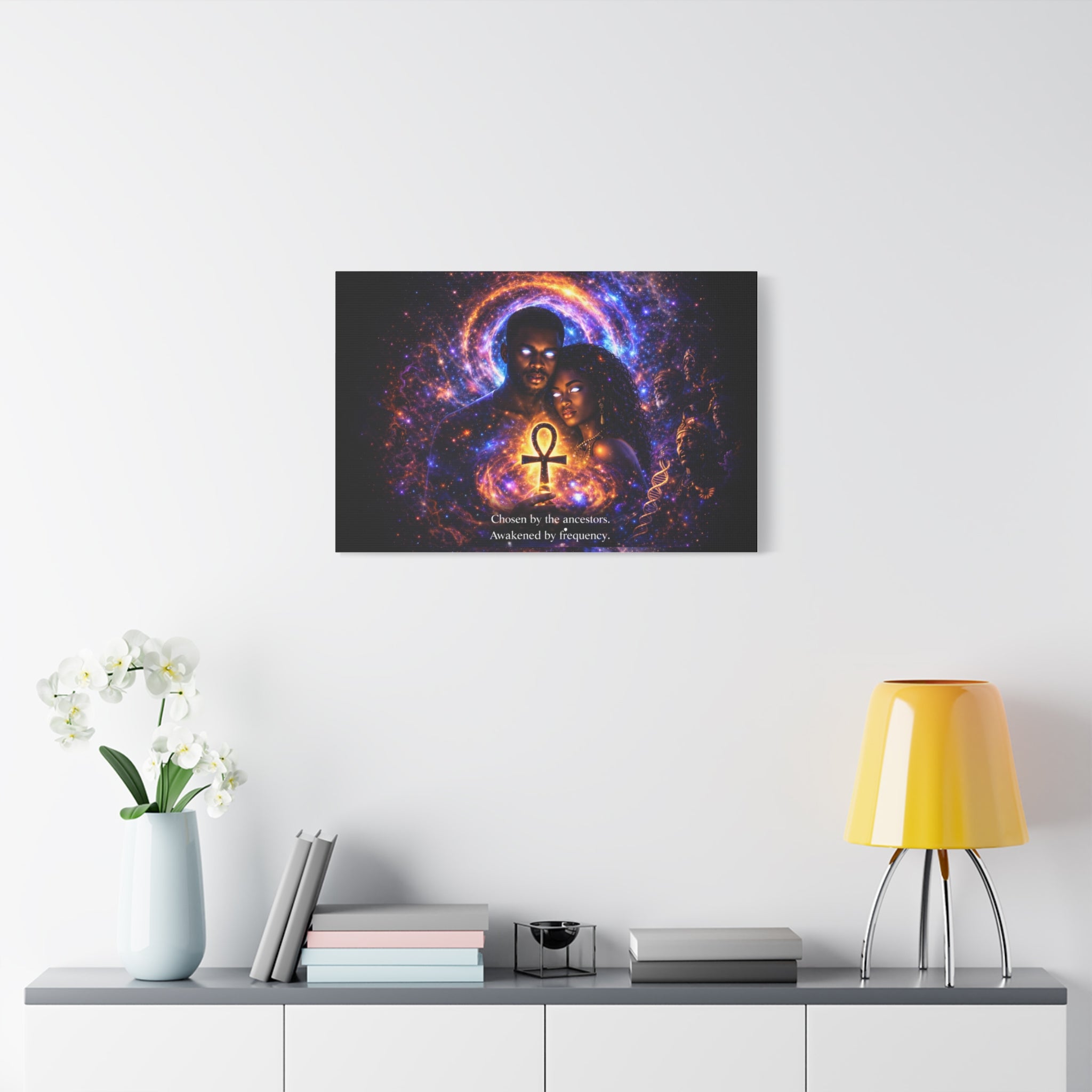 Ankh of the Cosmos Canvas Art — Afrocentric Mystic Couple Matte Stretched Print Printify