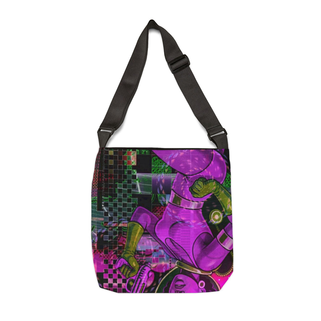 Supergirl Neon Graphic Tote Bag — Adjustable Pink Comic-Style Shoulder Tote