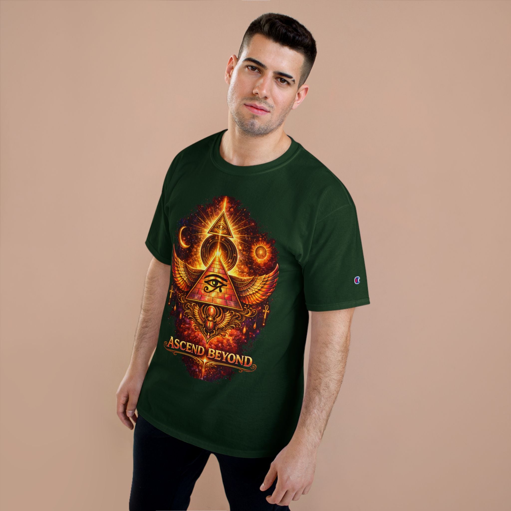 Ascend Beyond Graphic T-Shirt — Egyptian Eye Pyramid Spiritual Tee Printify