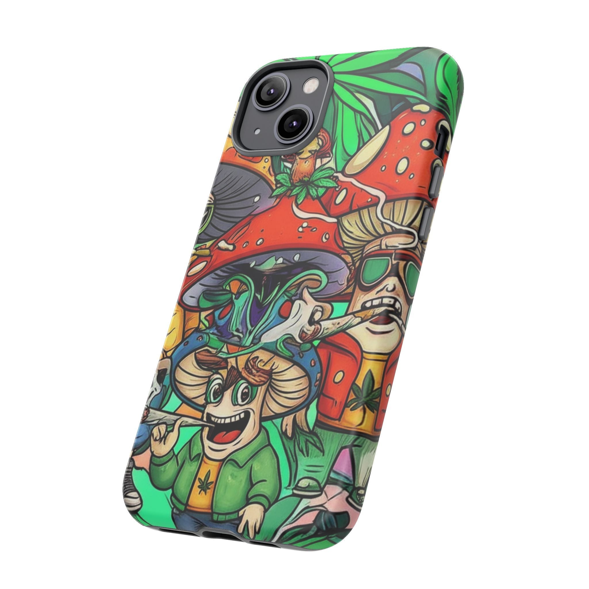 Vibrant Phone Case Featuring Funky Mushroom Art, Tough Cases, Trendy Accessories, Unique Gifts, Eclectic Style, Phone Protection Printify
