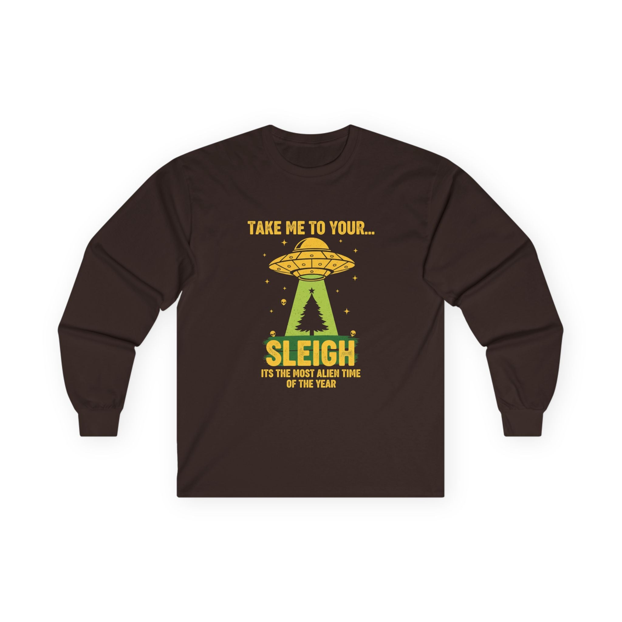 UFO 'Take Me to Your Leader' Long Sleeve Tee — Alien Holiday Graphic