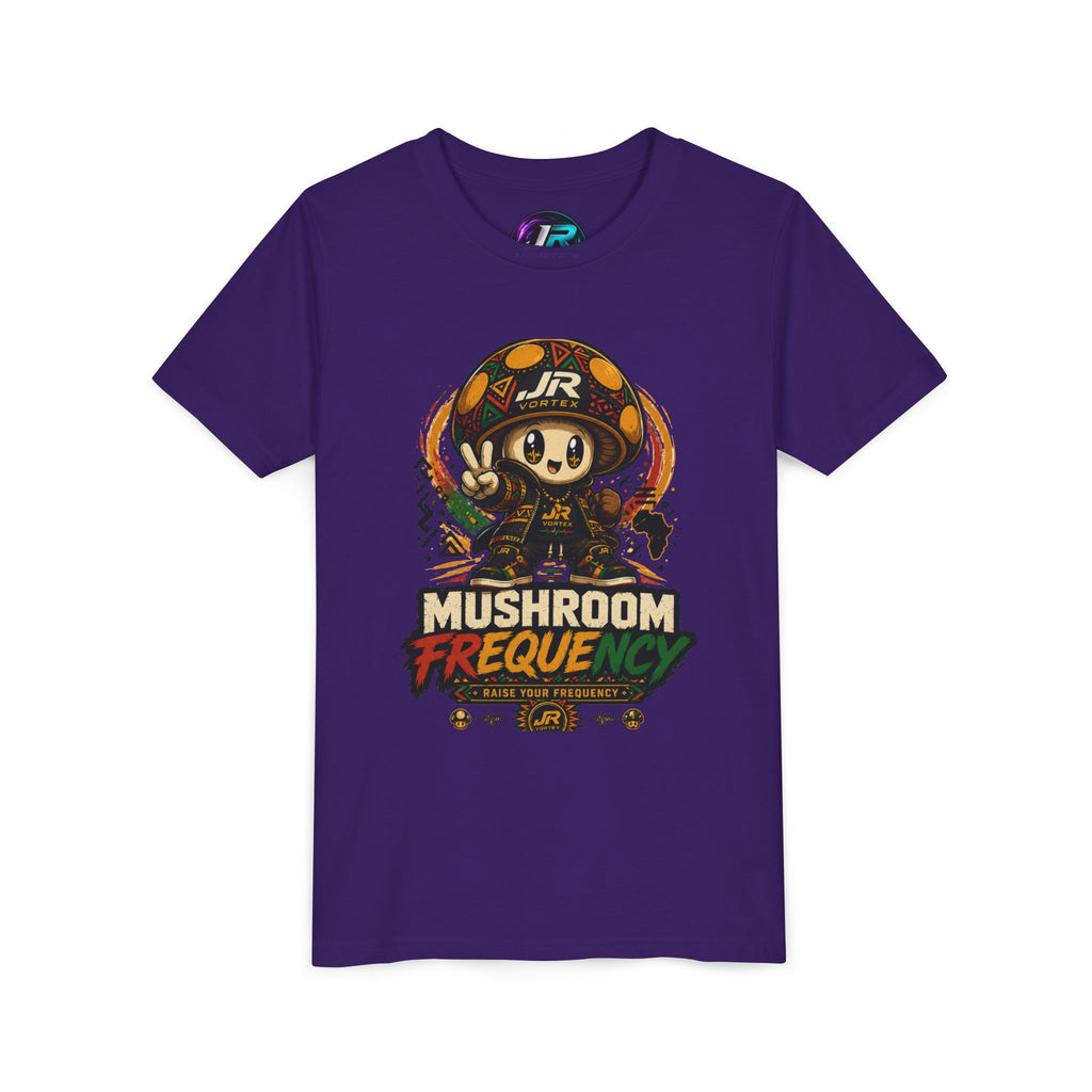 Mushroom Frequency Youth Tee — Playful Peace Sign Graphic