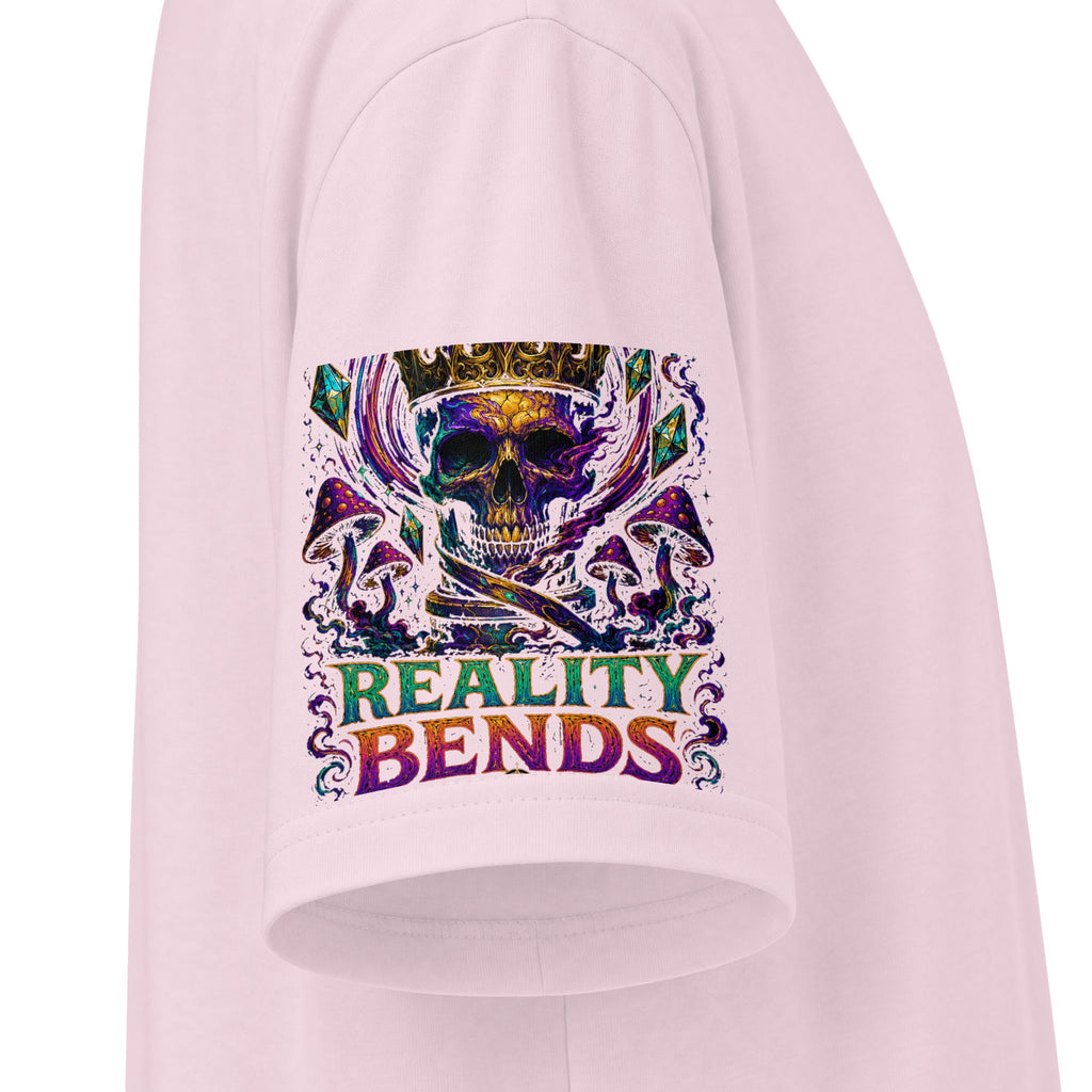 Psychedelic "Reality Bends" Graphic T-Shirt — Alien Eye & Crown Skull Tee