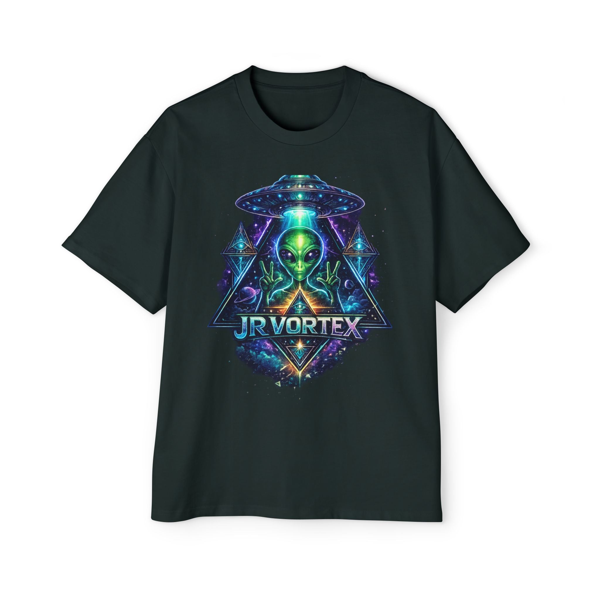 Alien Vortex Graphic Tee — Men’s Oversized UFO T-Shirt Printify