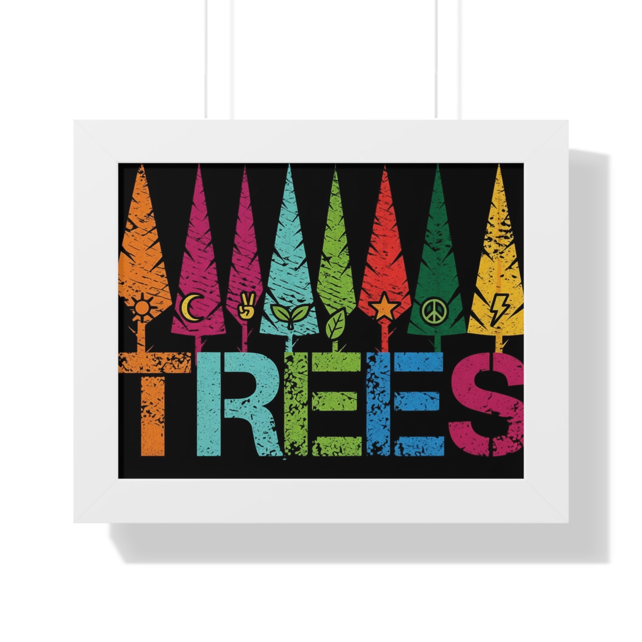 Framed Poster — Colorful 'TREES' Rainbow Woodland Art Print