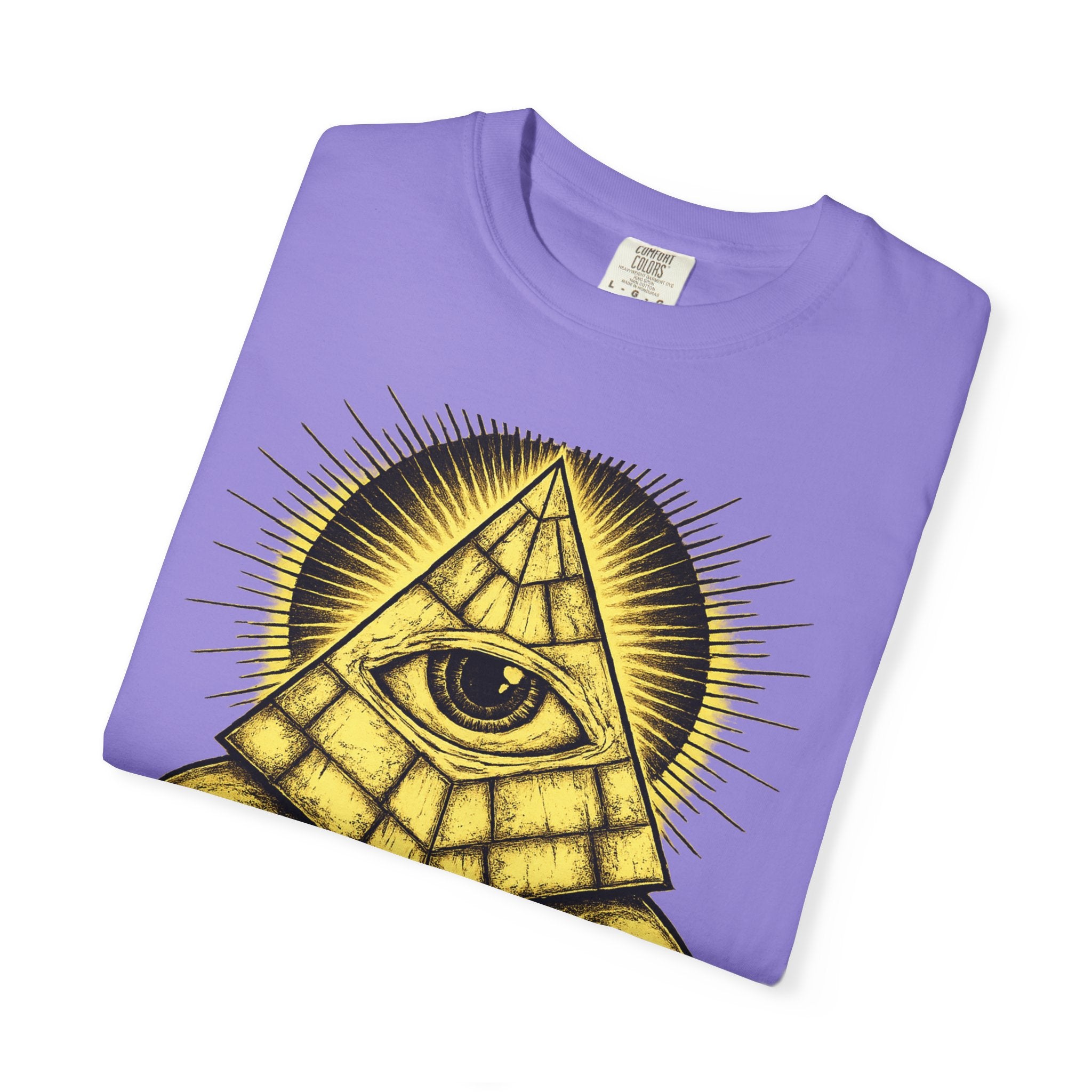 Higher Frequency Pyramid Eye T-Shirt — Occult Skull Graphic Tee Printify