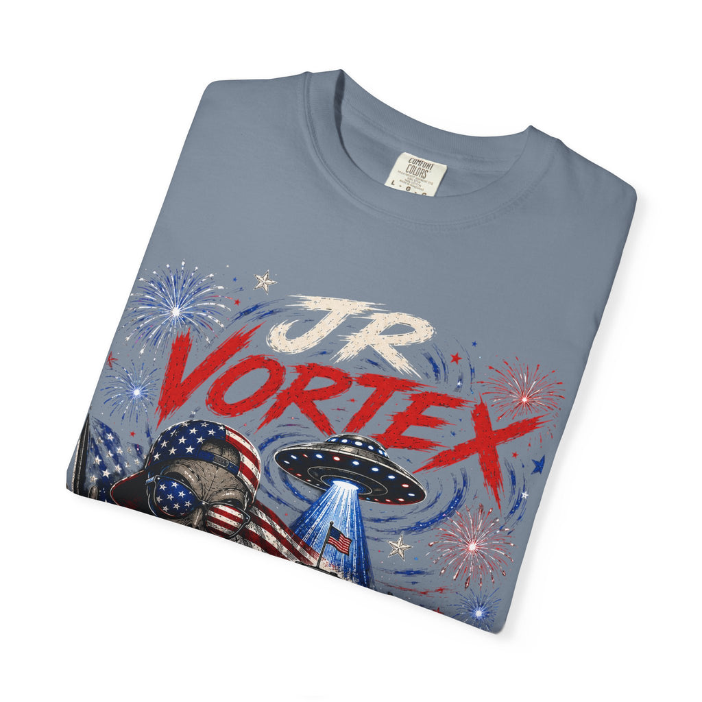JR Vortex 4th of July UFO Tee — Cosmic Patriot Graphic