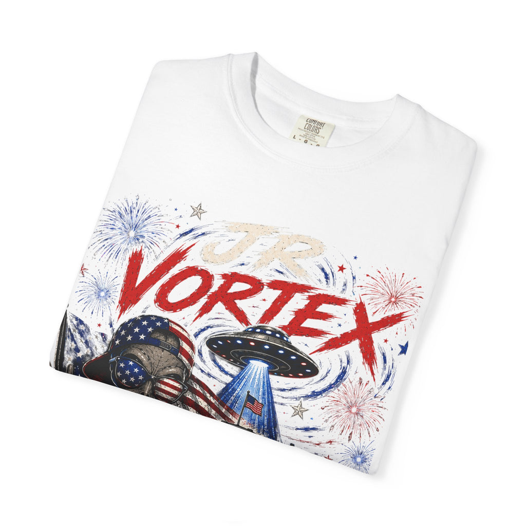 JR Vortex 4th of July UFO Tee — Cosmic Patriot Graphic