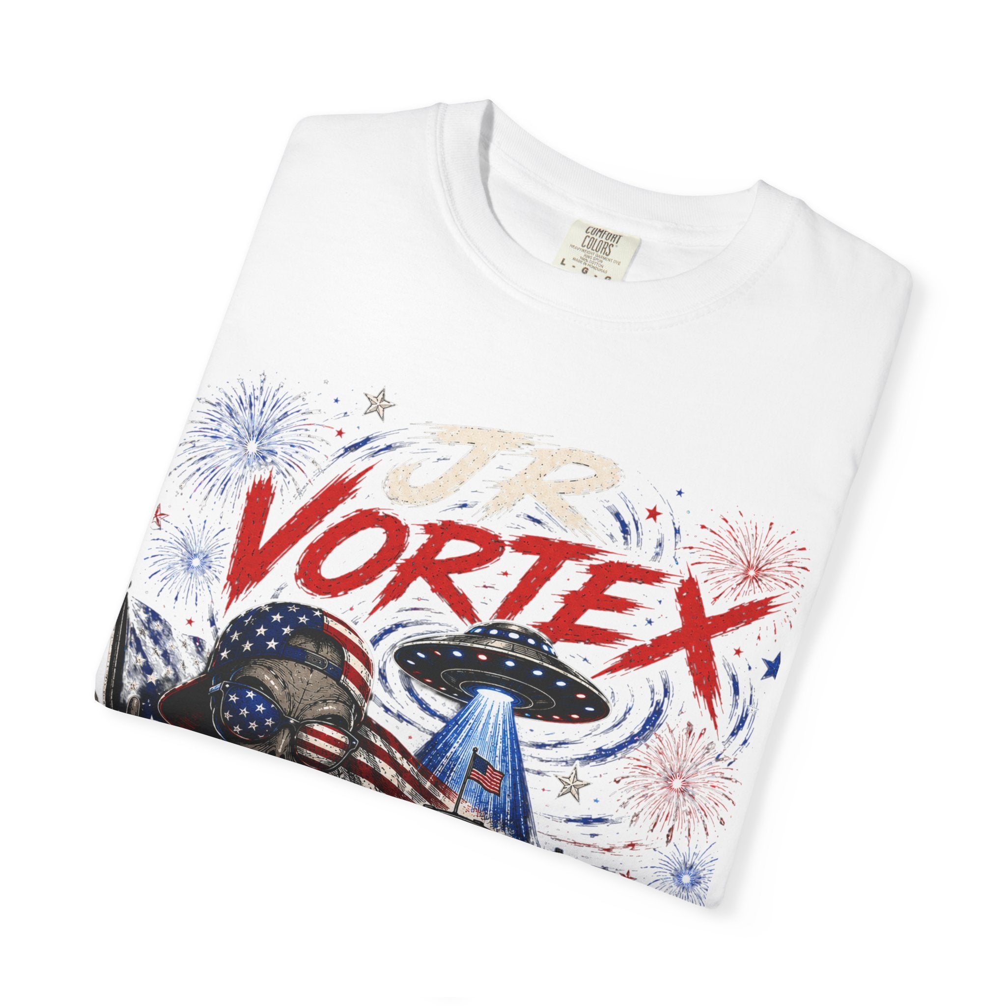 JR Vortex 4th of July UFO Tee — Cosmic Patriot Graphic