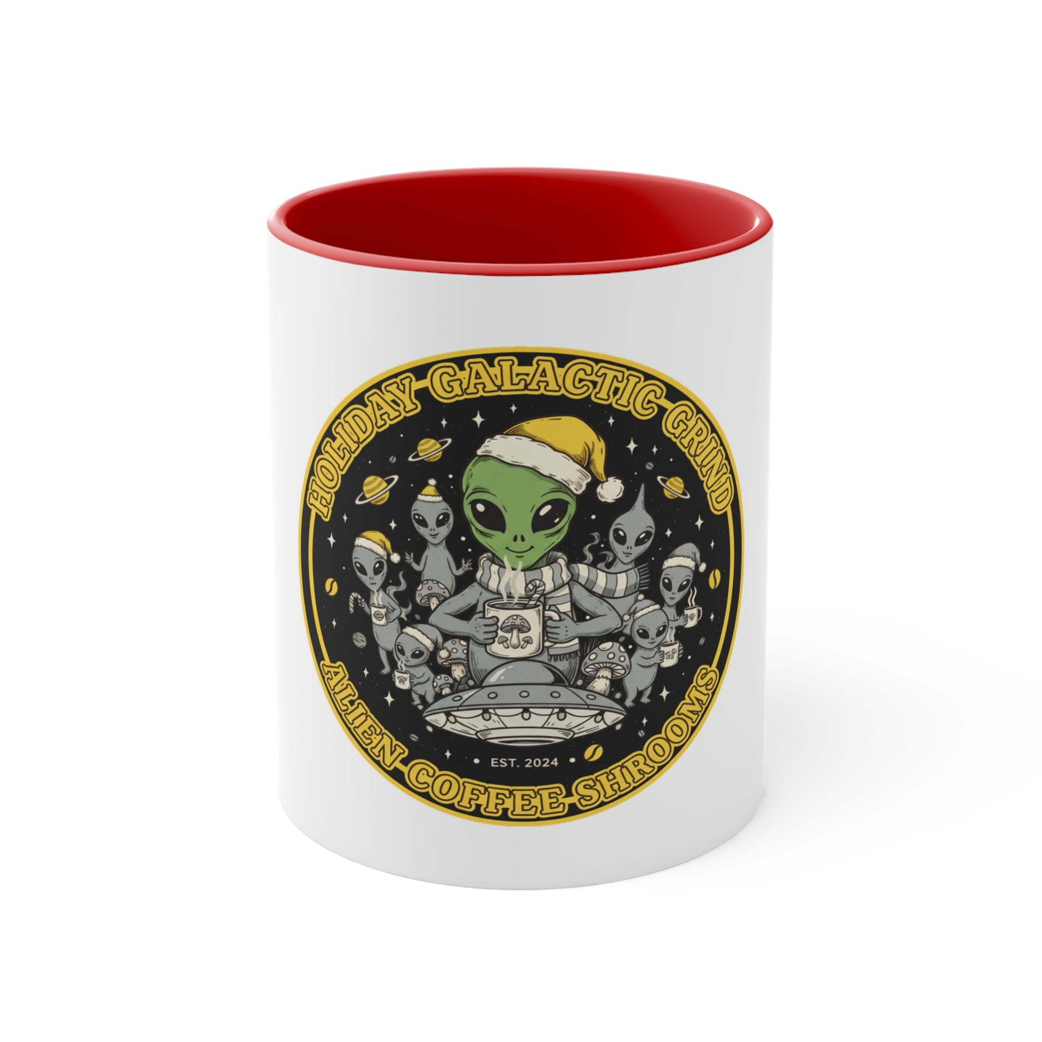 Galactic Alien Coffee Mug — 'Holidays Galactic Grind' Cute Space Alien Holiday Mug 🎄☕️