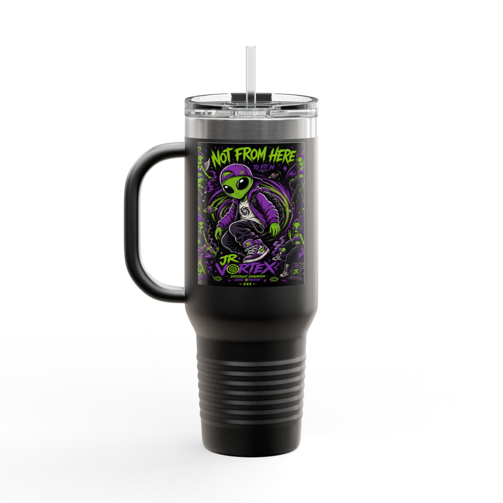 40oz Insulated Travel Mug — "Not From Here to Fit In" Alien Graphic