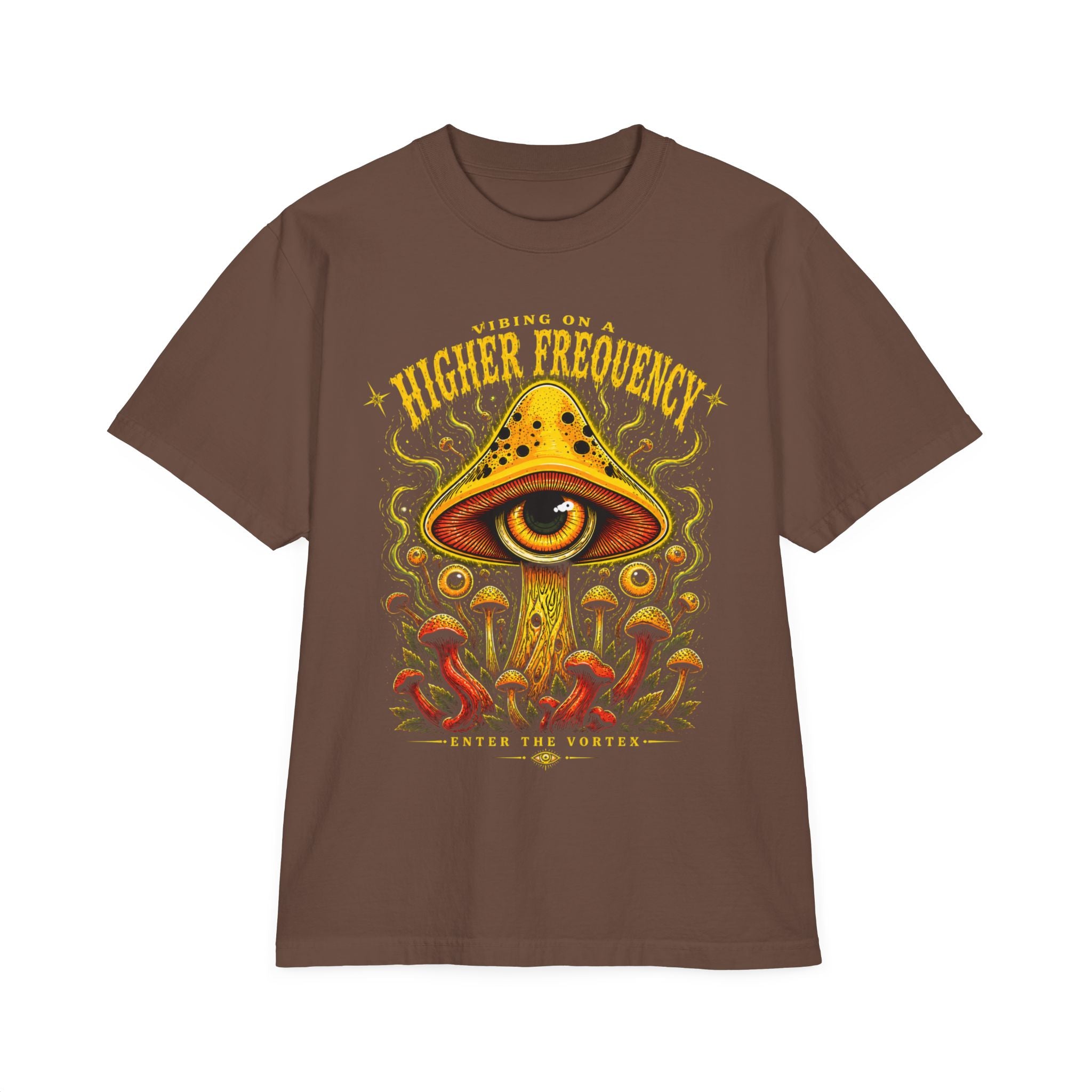 Higher Frequency Enter the Vortex Tee – Psychedelic Mushroom Drop-Shoulder T-Shirt