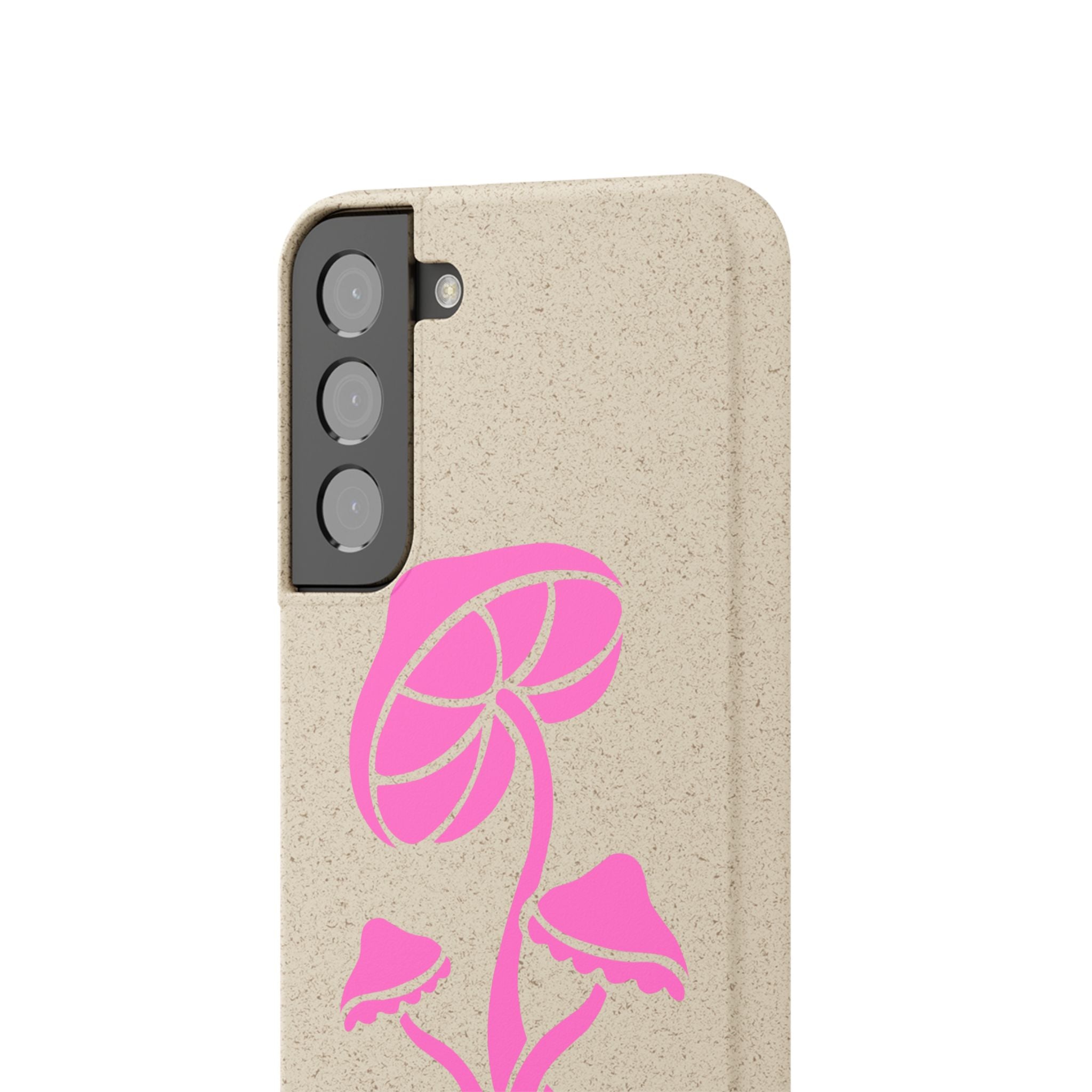 Eco-Friendly Phone Case with Pink Mushroom Design, Biodegradable Phone Cover, Sustainable Gift for Nature Lovers, Earth Day Gift, Cute Phone