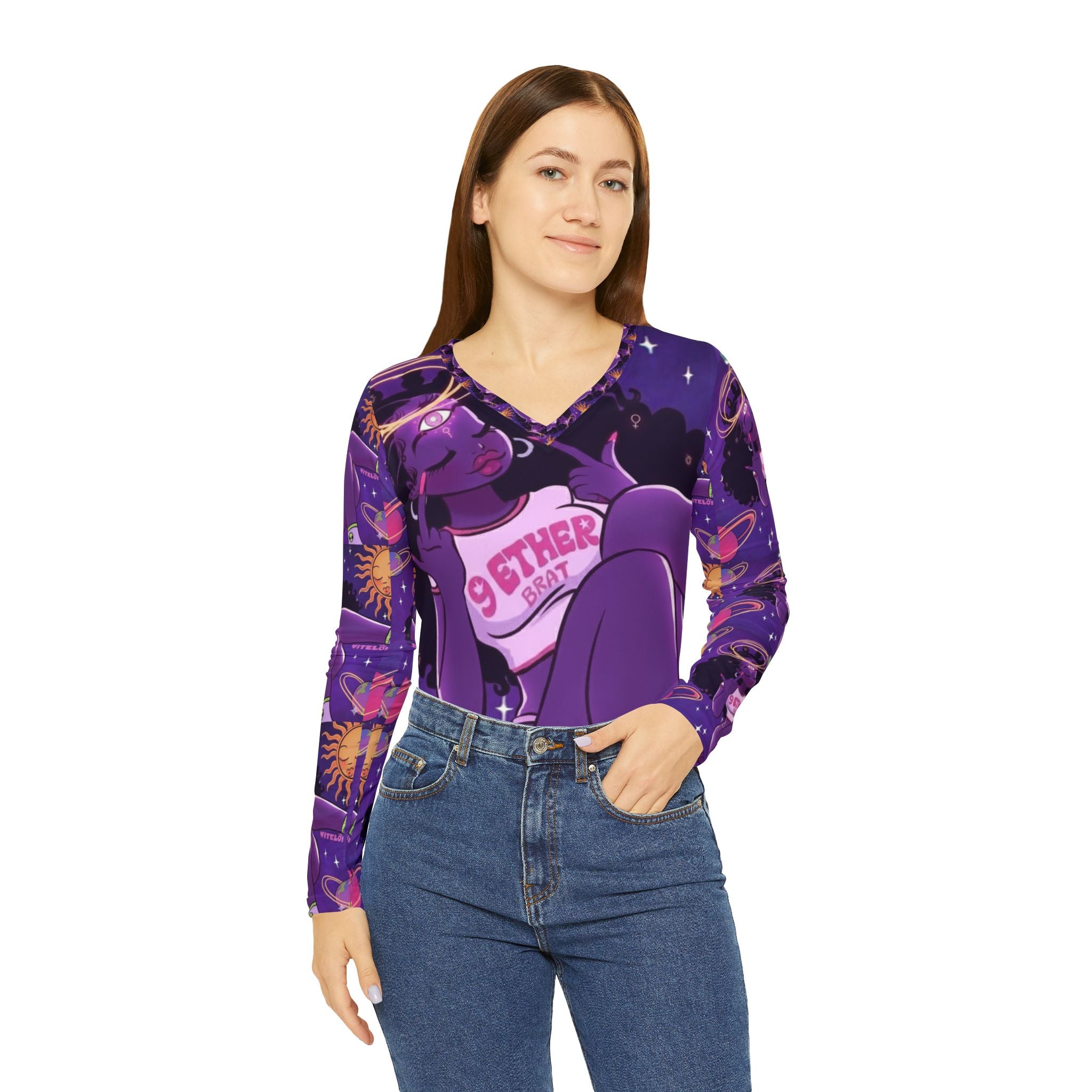 Women's Long Sleeve V-neck Shirt (AOP)