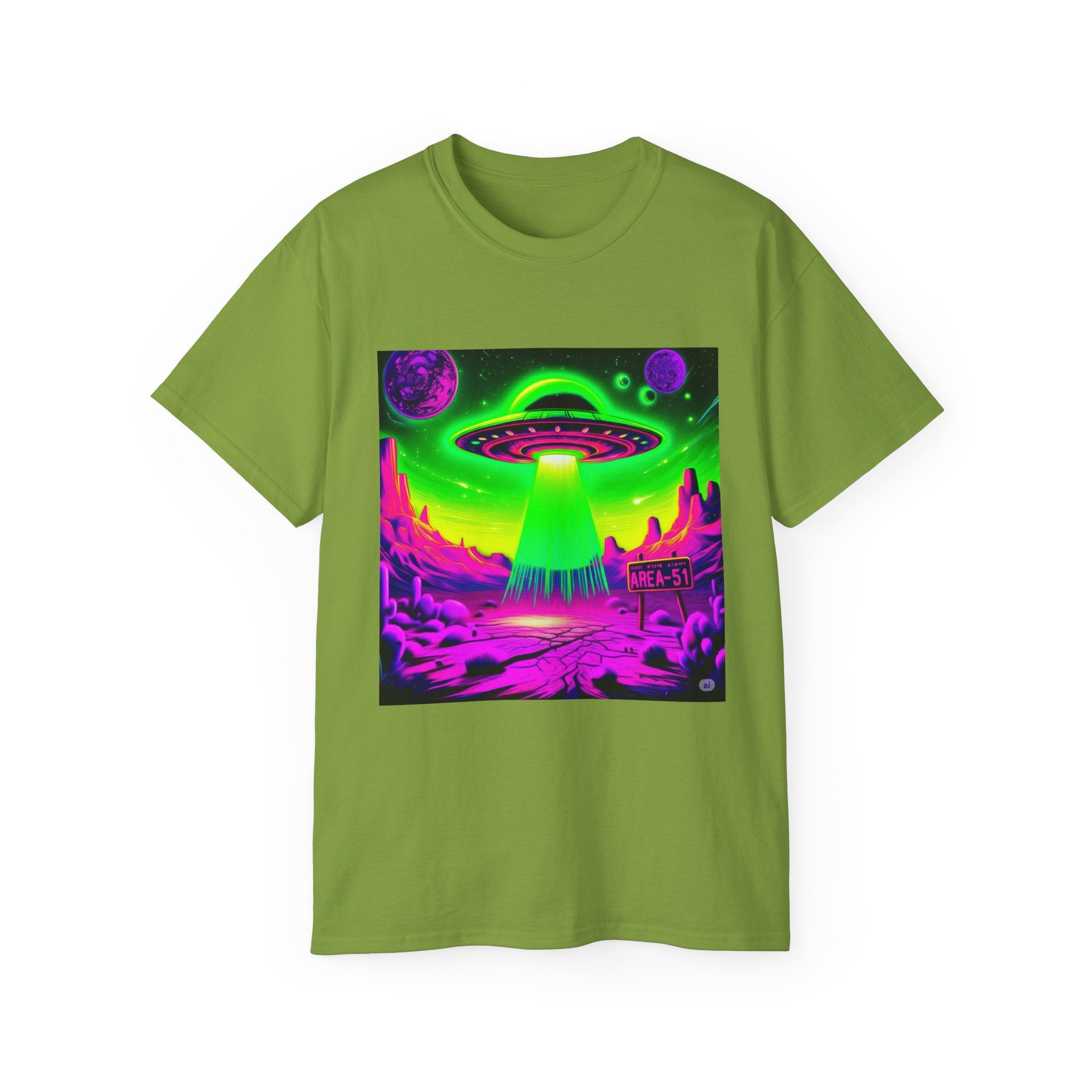 Cosmic Alien UFO Graphic T-Shirt | Neon Sci-Fi Streetwear Tee Printify