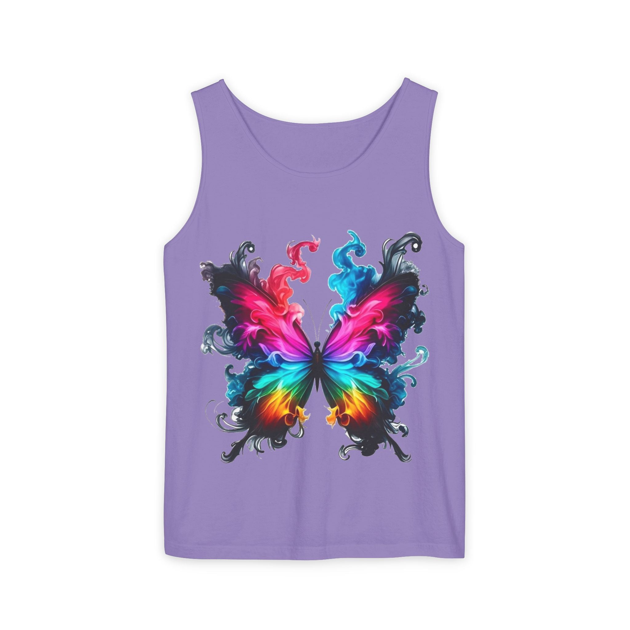 Vibrant Butterfly Design Unisex Tank Top | Colorful Summer Sleeveless Shirt, Gift for Nature Lovers, Festival Wear, Eco-Friendly Fashion Printify