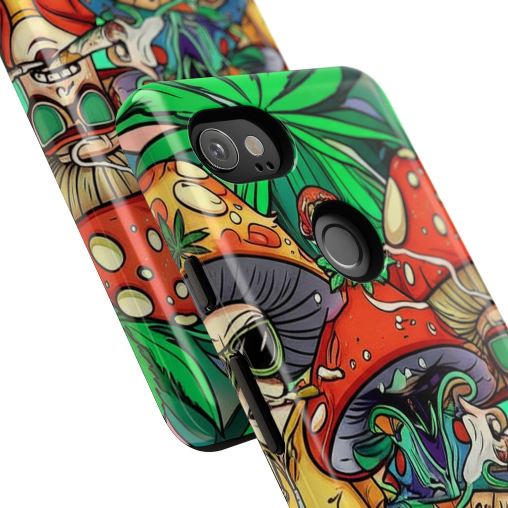 Vibrant Phone Case Featuring Funky Mushroom Art, Tough Cases, Trendy Accessories, Unique Gifts, Eclectic Style, Phone Protection Printify