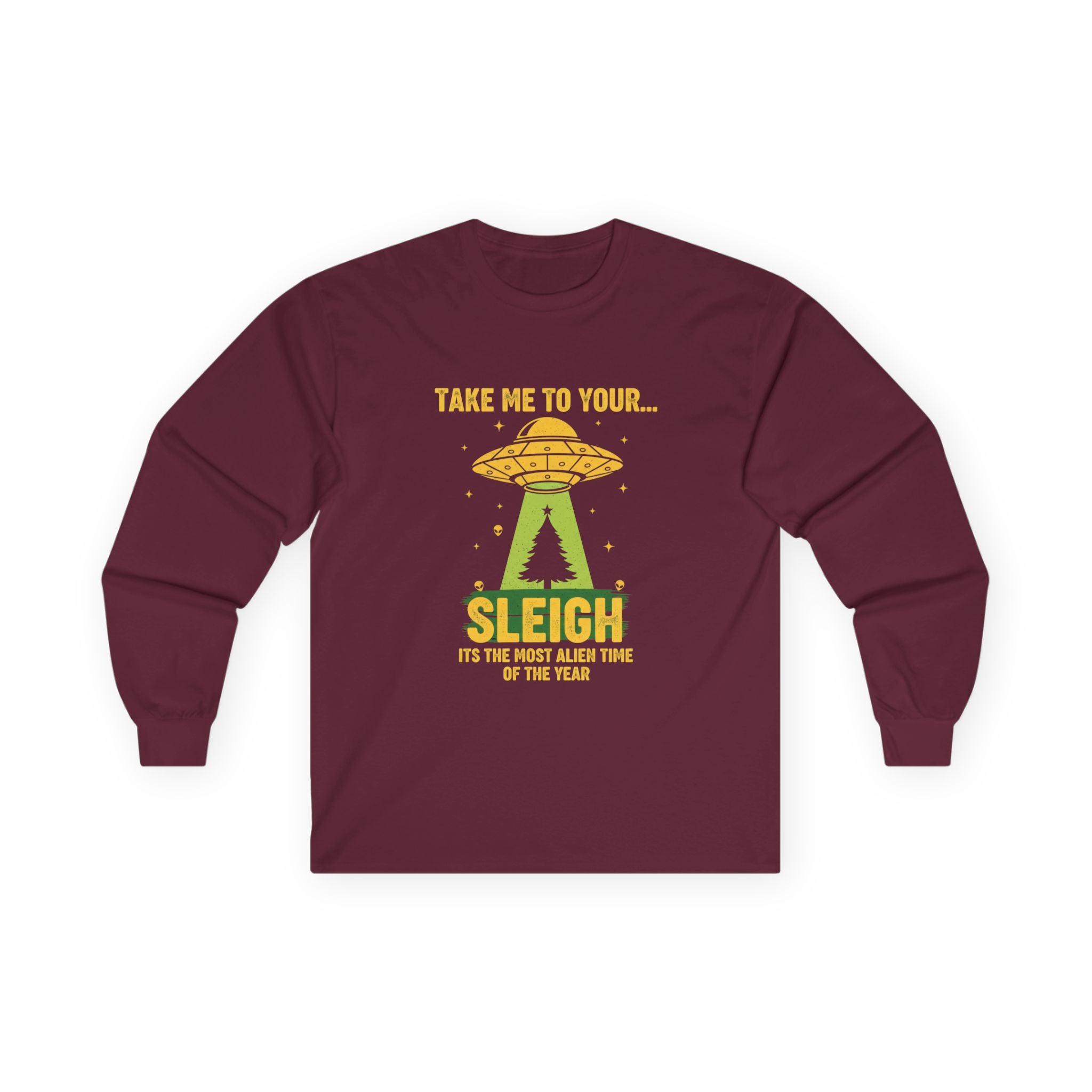 UFO 'Take Me to Your Leader' Long Sleeve Tee — Alien Holiday Graphic
