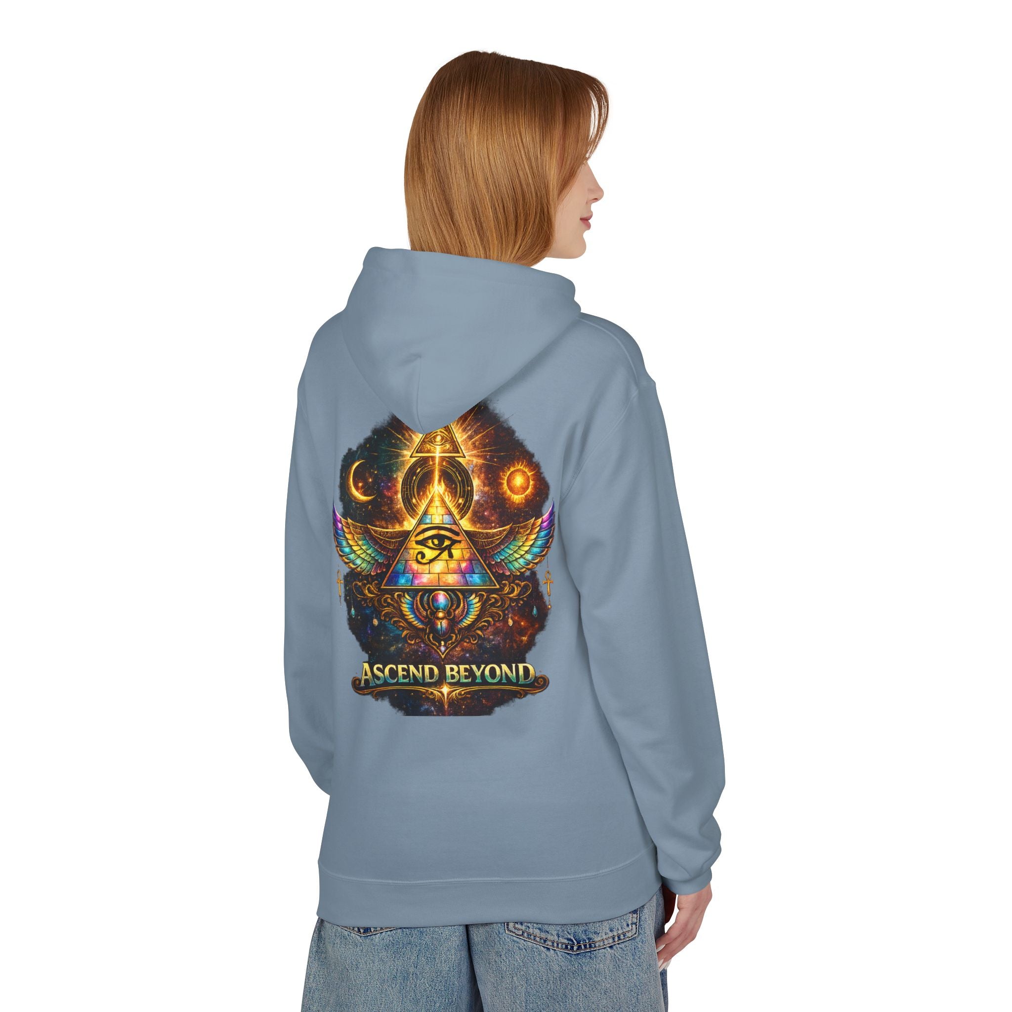 Ascend Beyond Hoodie — Mystic Eye Pyramid Graphic Hoodie Printify