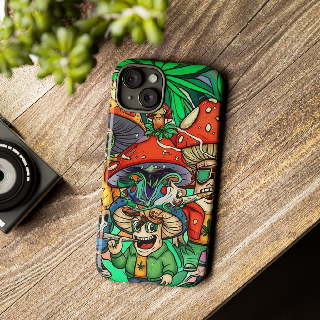 Vibrant Phone Case Featuring Funky Mushroom Art, Tough Cases, Trendy Accessories, Unique Gifts, Eclectic Style, Phone Protection Printify