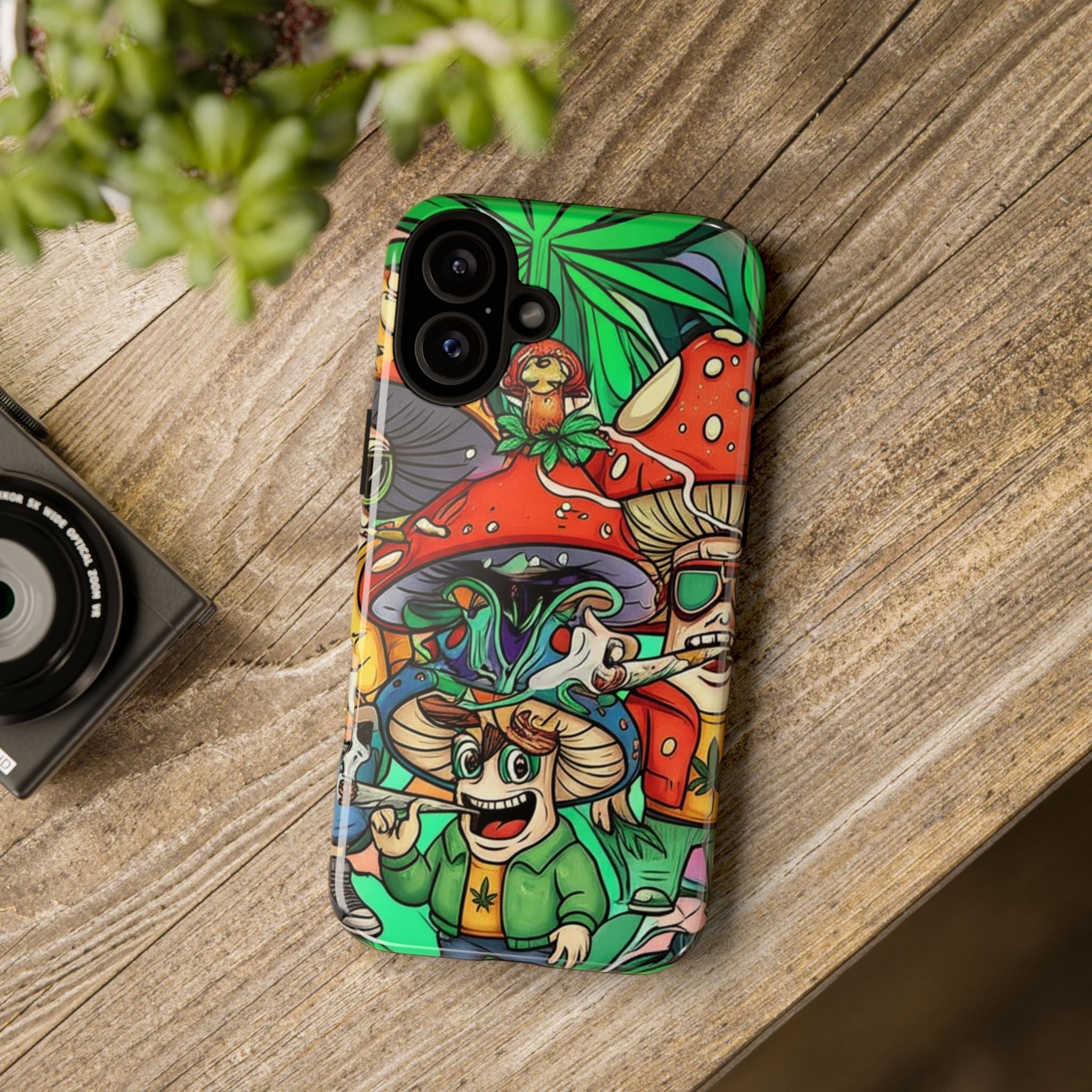 Vibrant Phone Case Featuring Funky Mushroom Art, Tough Cases, Trendy Accessories, Unique Gifts, Eclectic Style, Phone Protection Printify