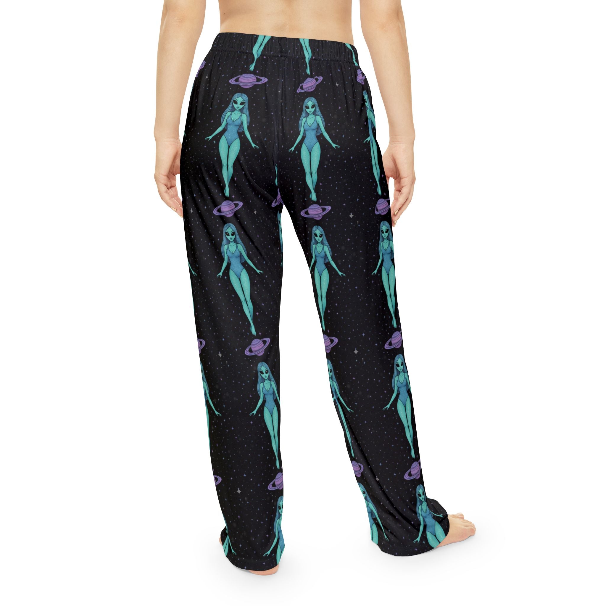 Alien Print Pajama Pants — Women's Space Lounge Sleepwear