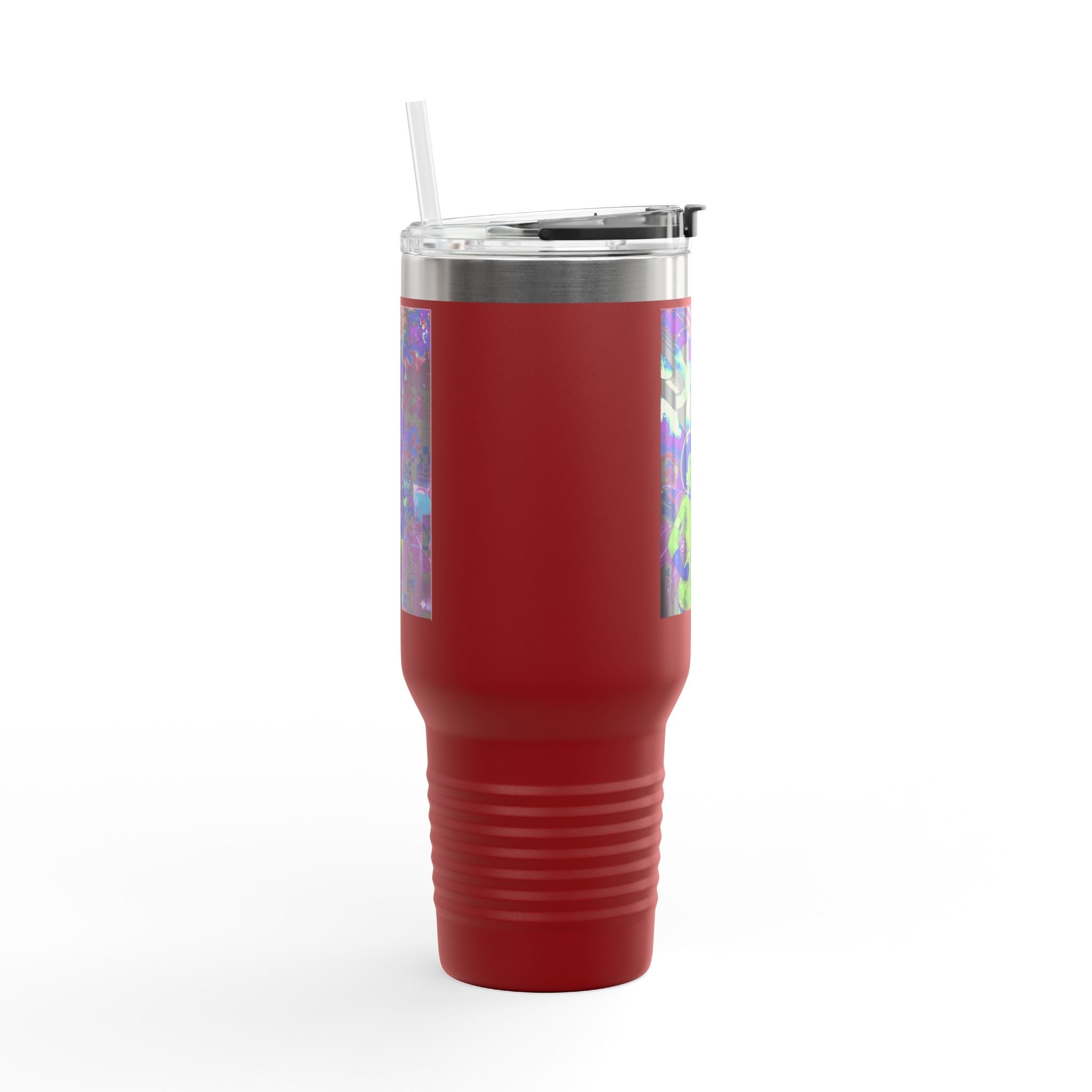 40oz Insulated Travel Mug — Neon 'Supergirl' Retro Comic Design