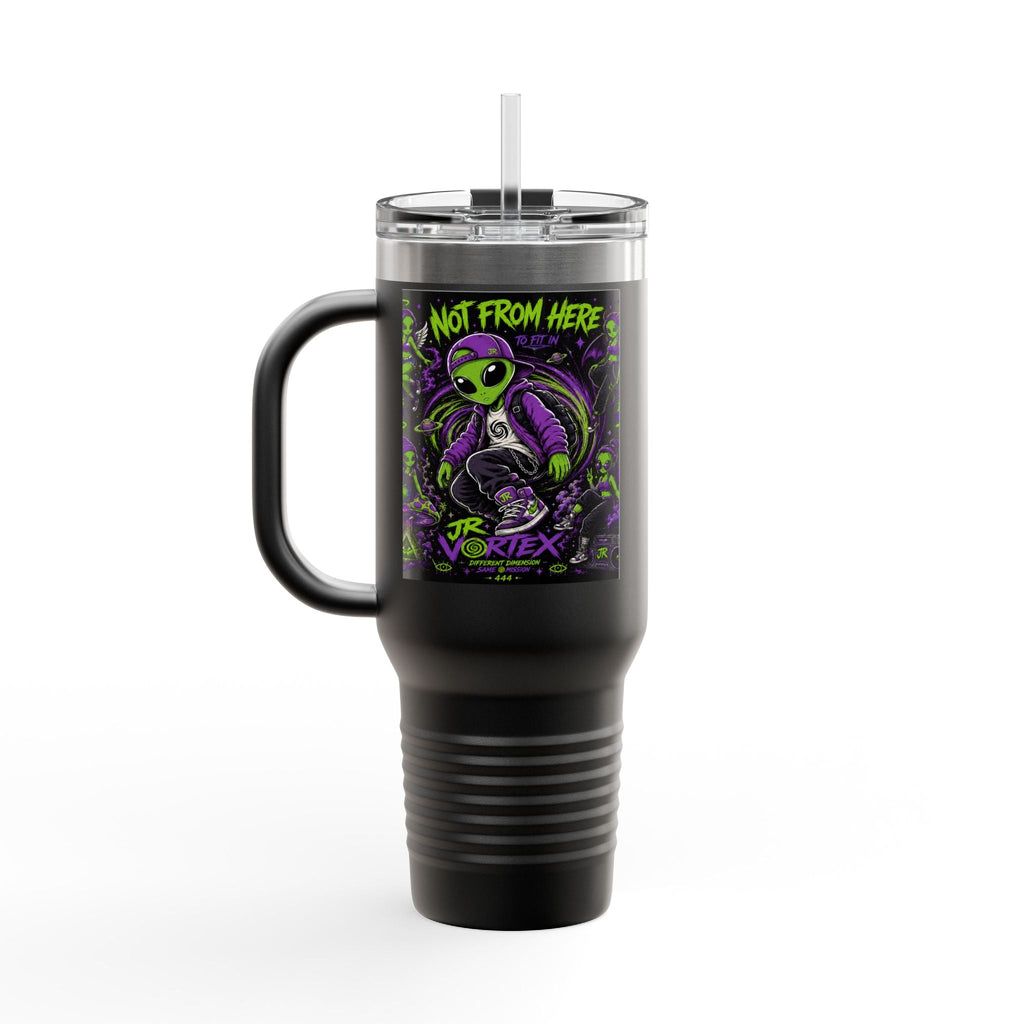 40oz Insulated Travel Mug — "Not From Here to Fit In" Alien Graphic