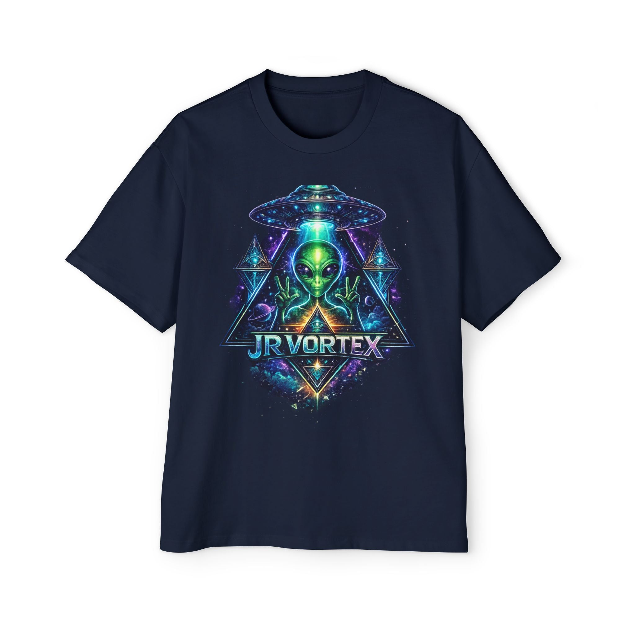 Alien Vortex Graphic Tee — Men’s Oversized UFO T-Shirt Printify