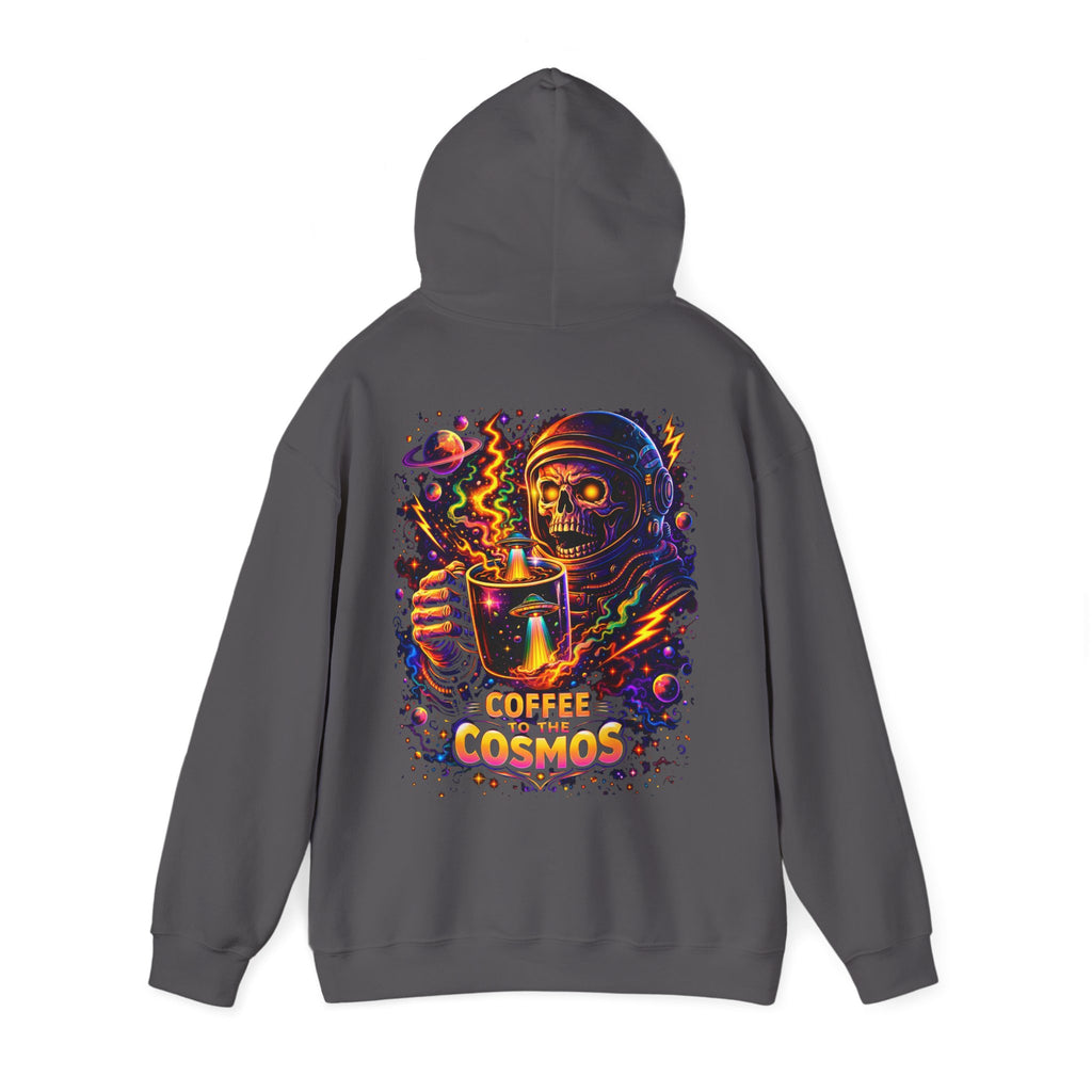 Cosmic Coffee Hoodie — "Coffee to the Cosmos" Astronaut Skull Graphic Hoodie Printify