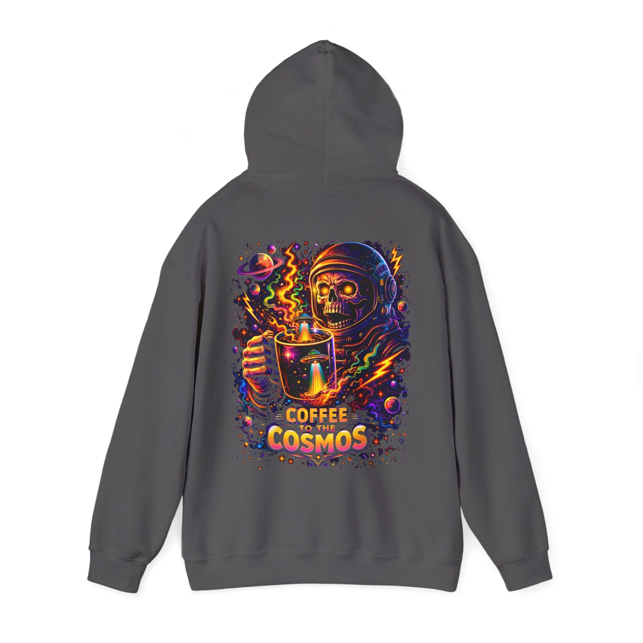 Cosmic Coffee Hoodie — "Coffee to the Cosmos" Astronaut Skull Graphic Hoodie Printify