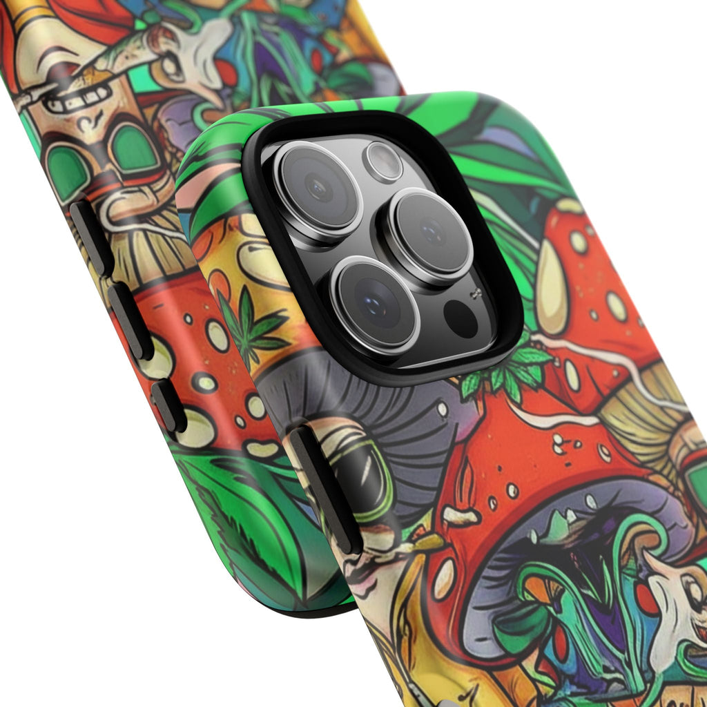 Vibrant Phone Case Featuring Funky Mushroom Art, Tough Cases, Trendy Accessories, Unique Gifts, Eclectic Style, Phone Protection Printify