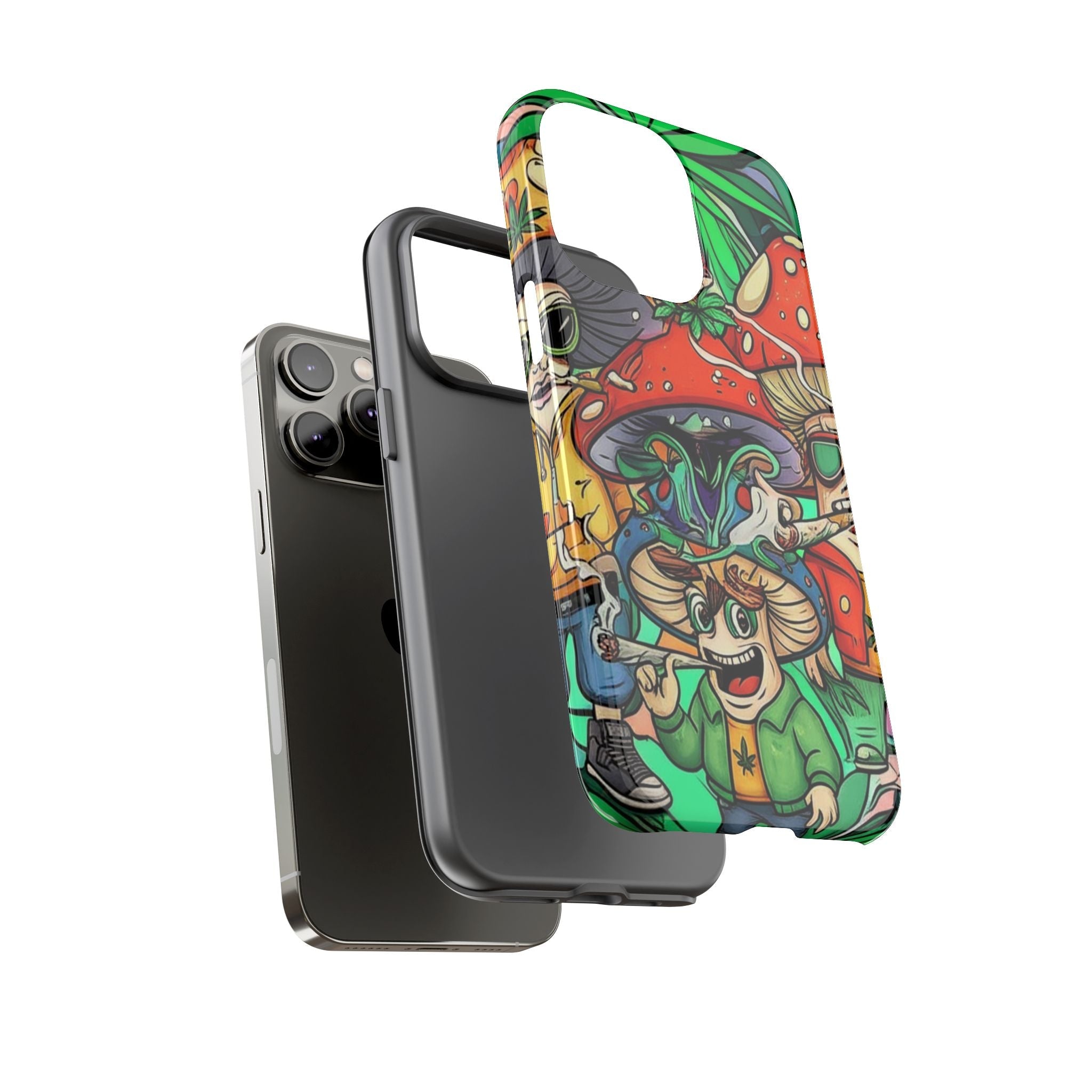 Vibrant Phone Case Featuring Funky Mushroom Art, Tough Cases, Trendy Accessories, Unique Gifts, Eclectic Style, Phone Protection Printify