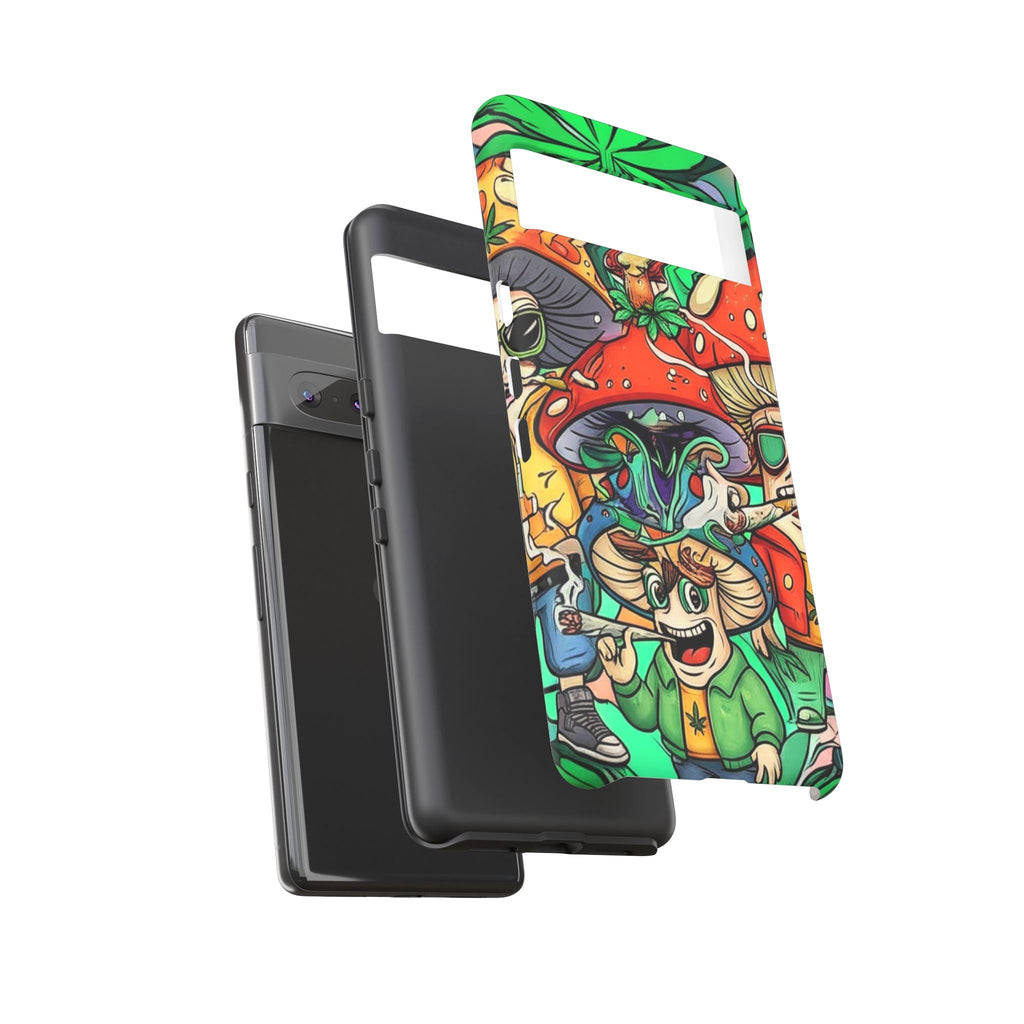 Vibrant Phone Case Featuring Funky Mushroom Art, Tough Cases, Trendy Accessories, Unique Gifts, Eclectic Style, Phone Protection Printify